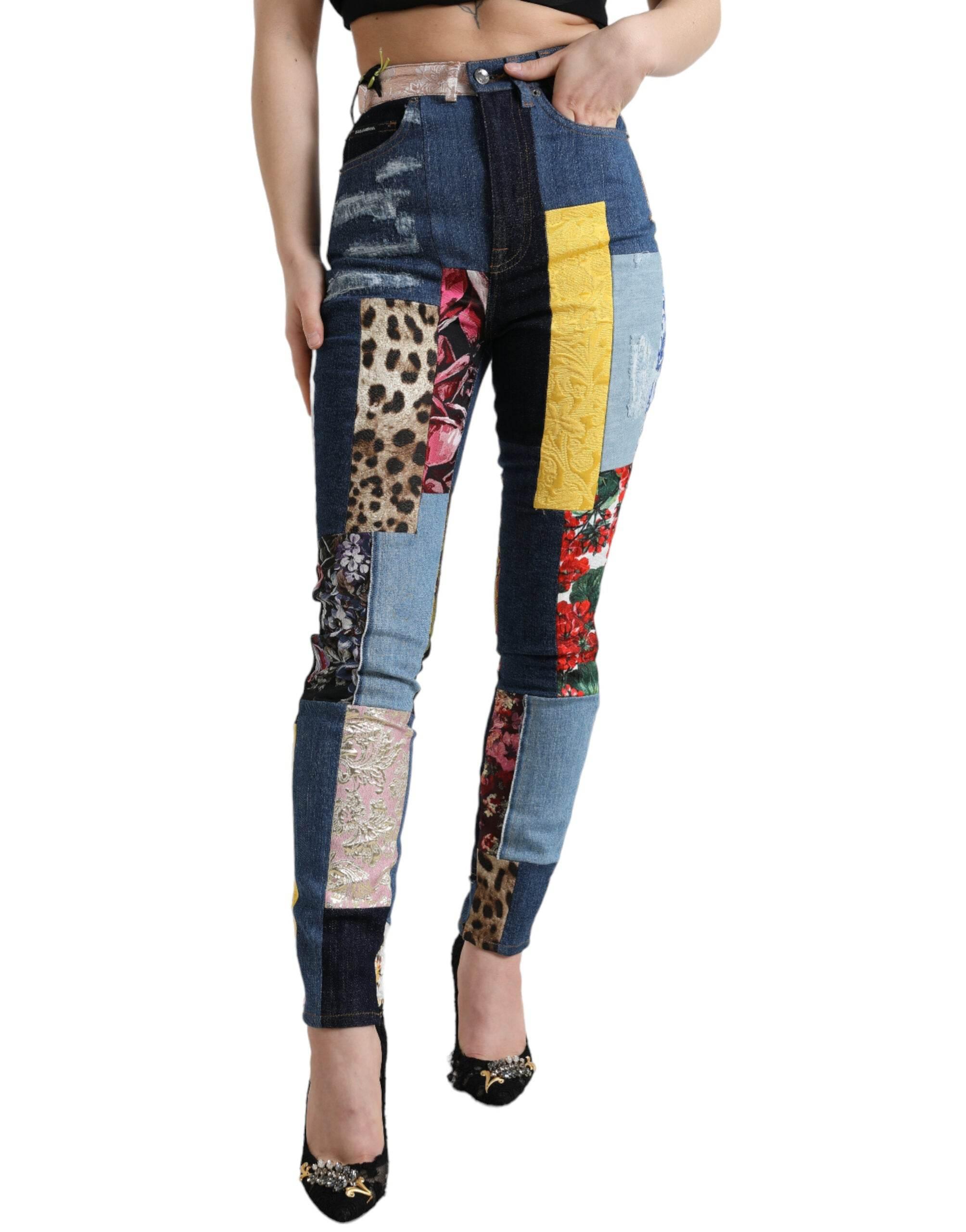 Dolce & Gabbana Vibrant Patchwork Skinny Jeans - Hilstor