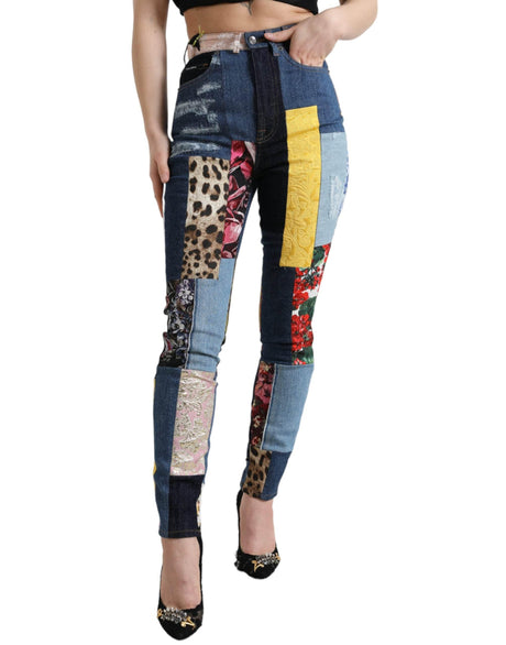 Dolce & Gabbana Vibrant Patchwork Skinny Jeans - Hilstor