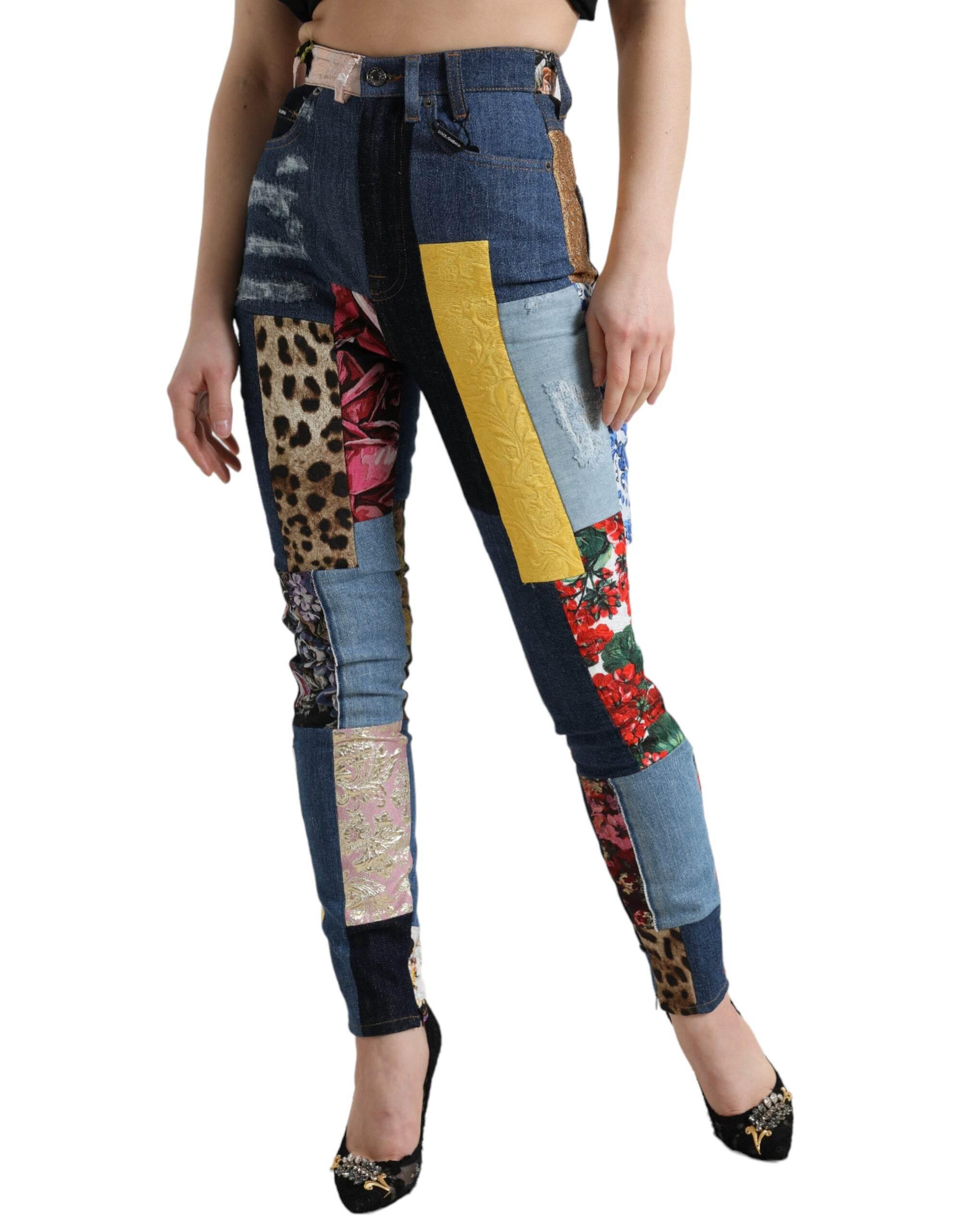 Dolce & Gabbana Vibrant Patchwork Skinny Jeans - Hilstor