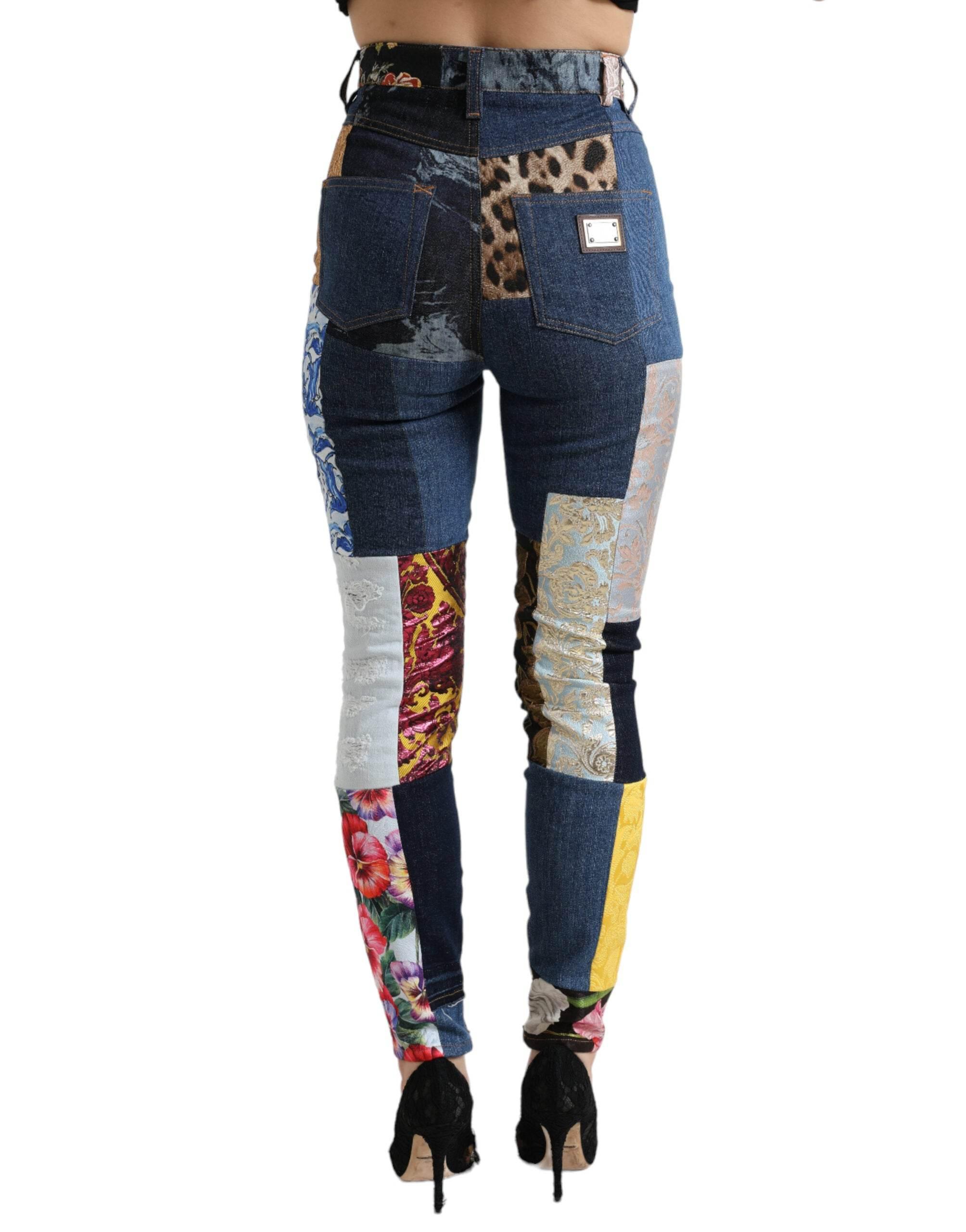 Dolce & Gabbana Vibrant Patchwork Skinny Jeans - Hilstor