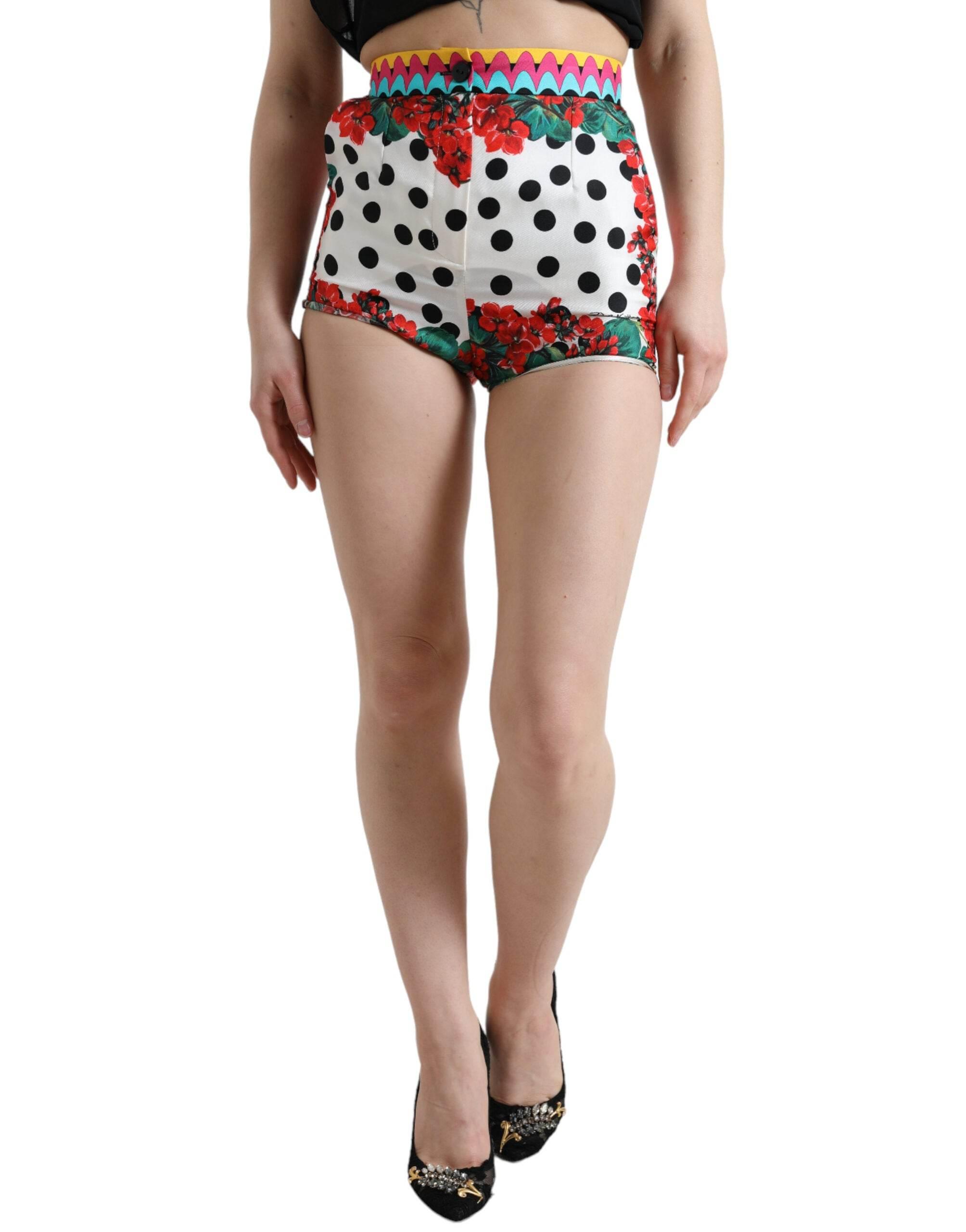 Dolce & Gabbana Multicolor Silk High Waist Hot Pants - Hilstor