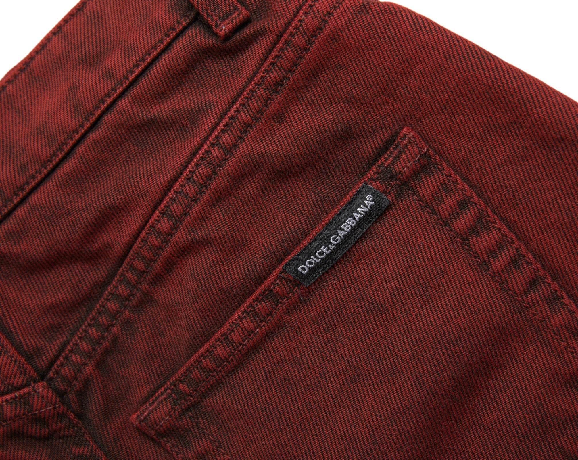 Dolce & Gabbana High Waist Red Denim Hot Pants Shorts - Hilstor