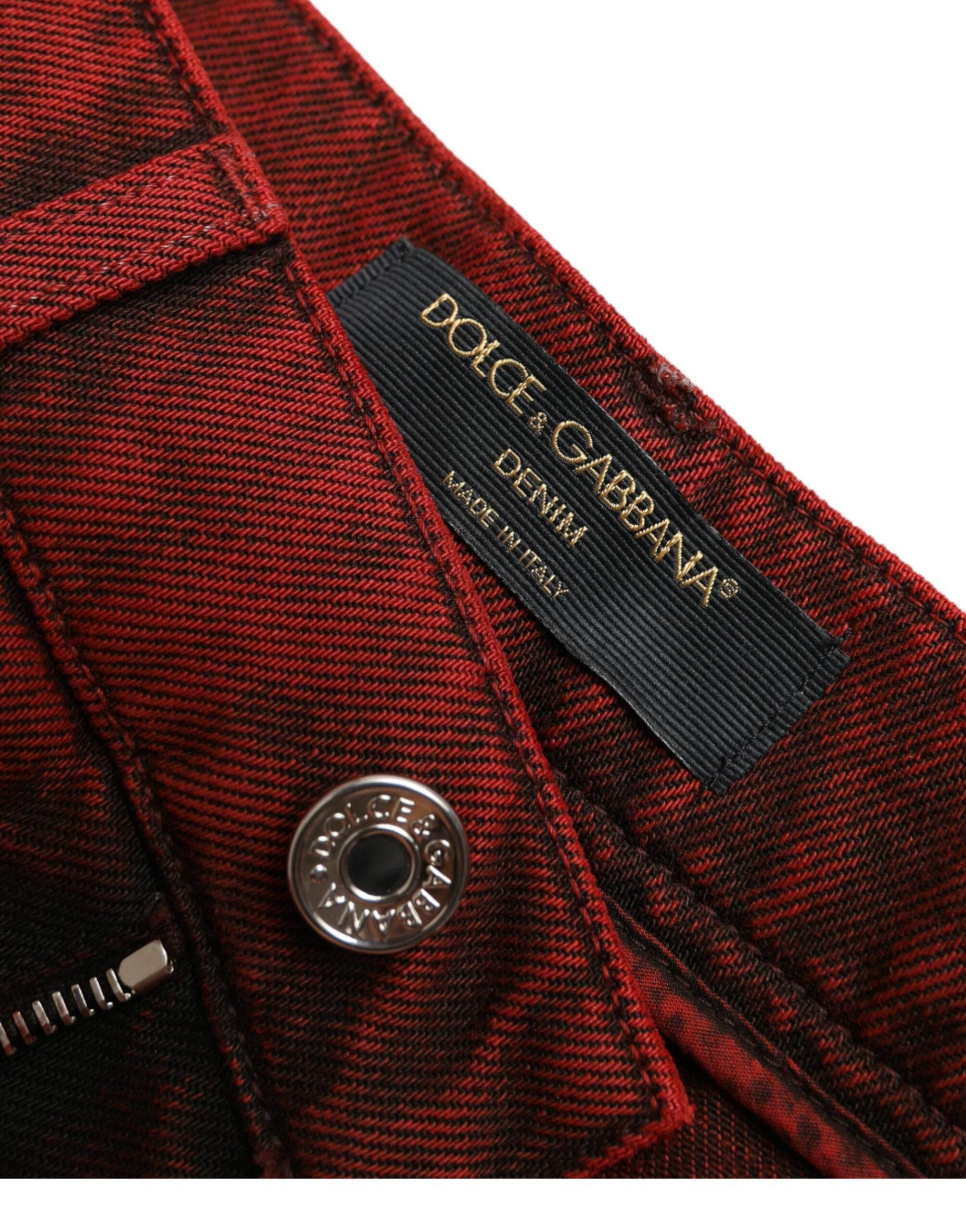 Dolce & Gabbana High Waist Red Denim Hot Pants Shorts - Hilstor