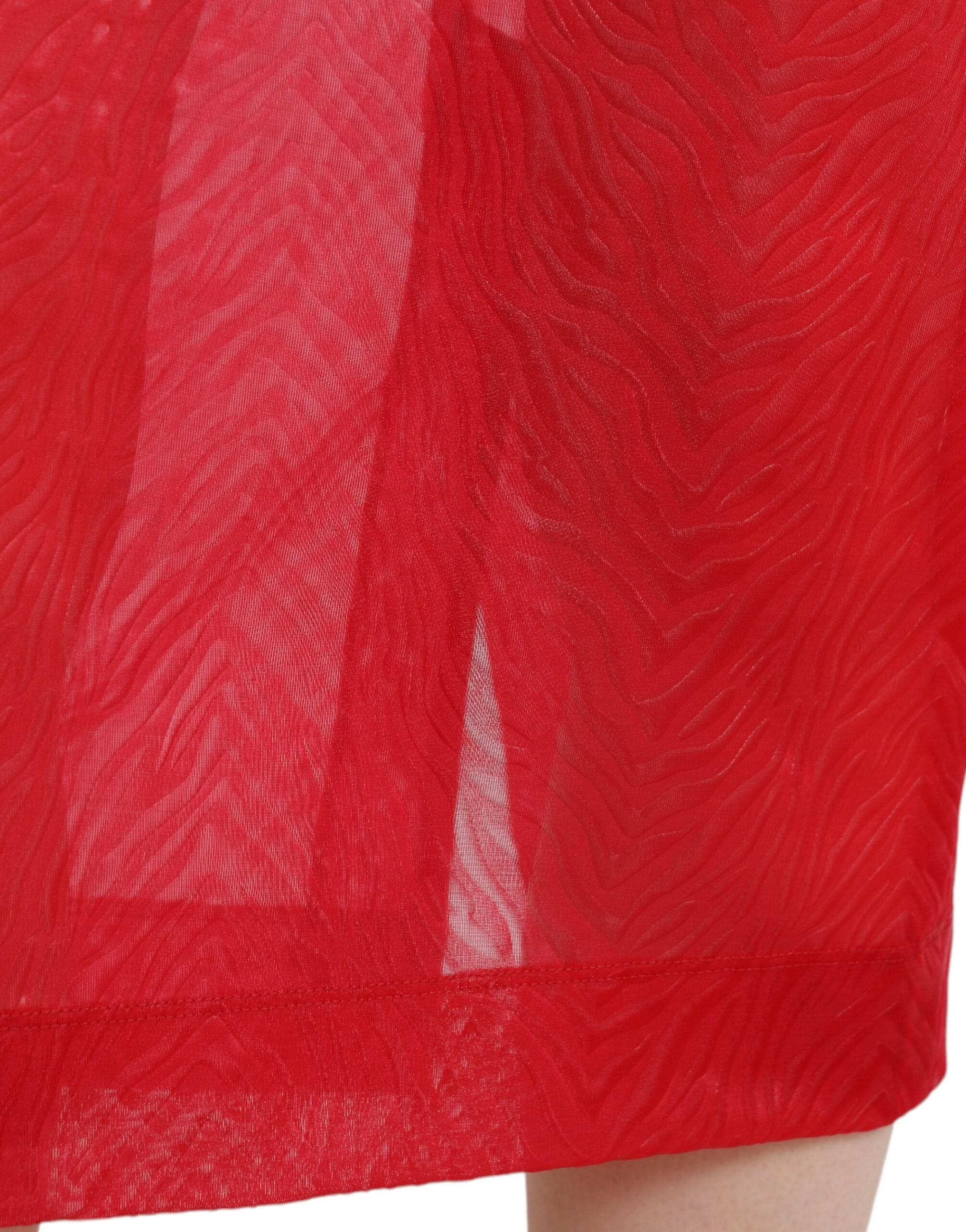 Dolce & Gabbana Chic Red High Waist Sheer Midi Skirt - Hilstor