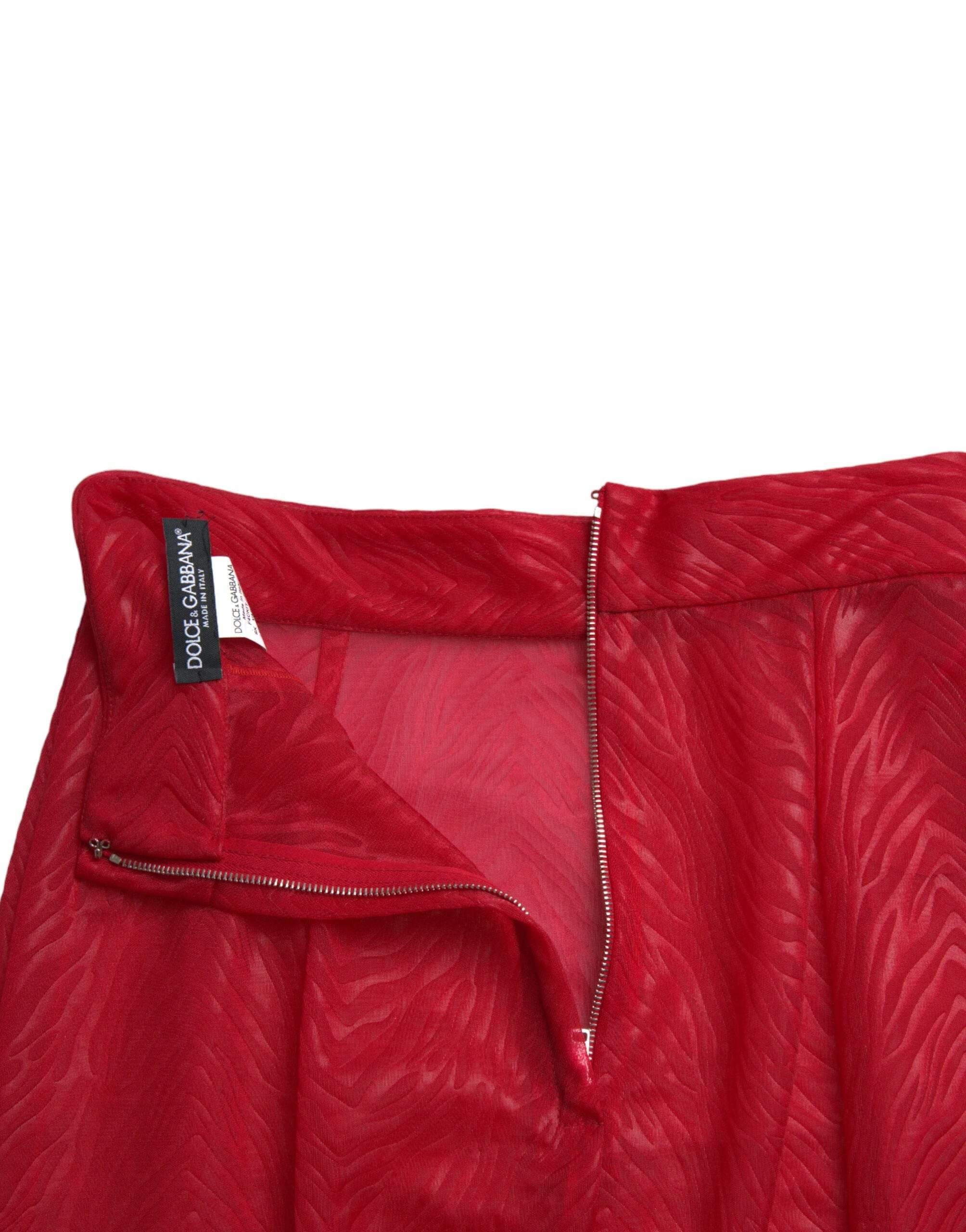 Dolce & Gabbana Chic Red High Waist Sheer Midi Skirt - Hilstor