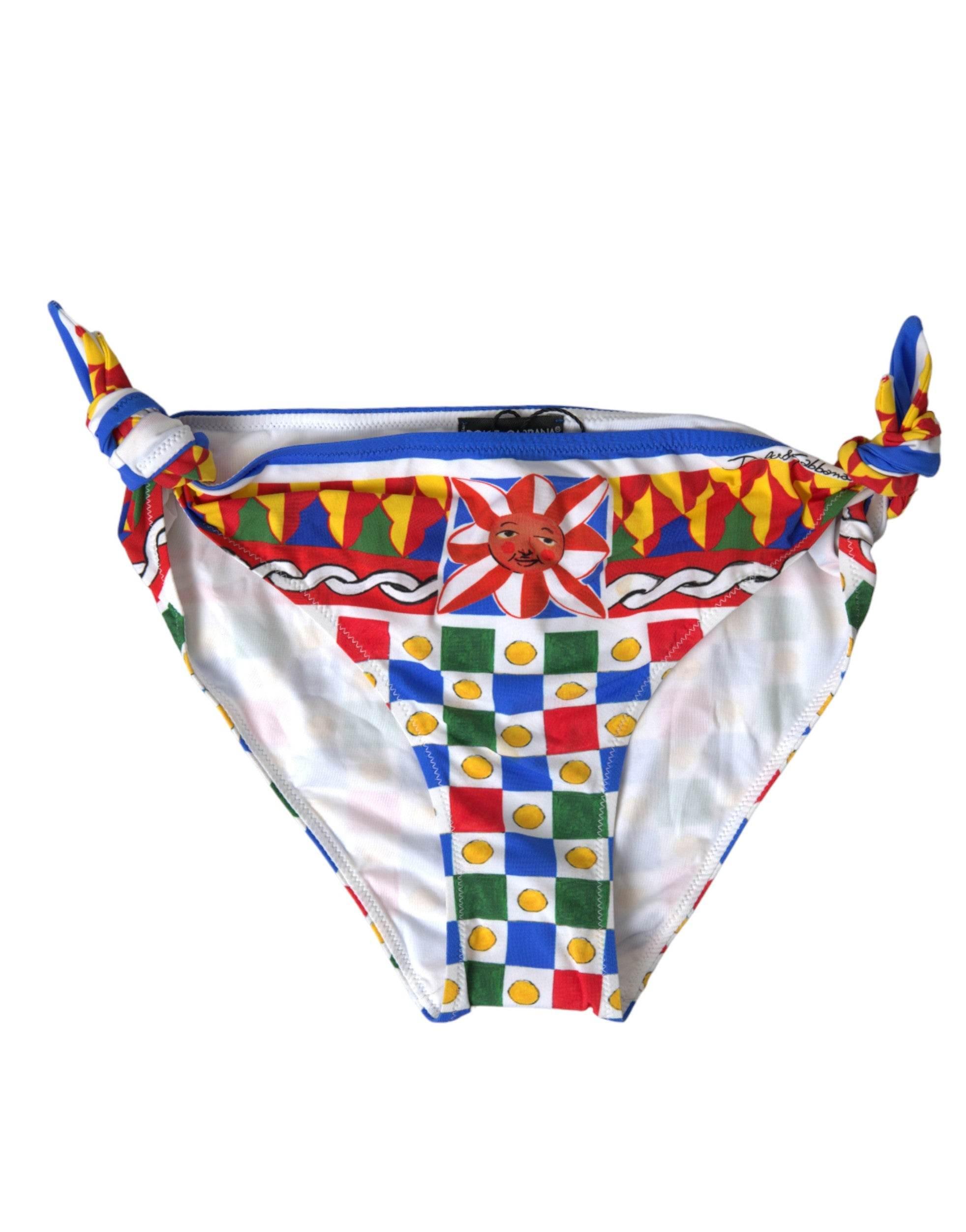 Dolce & Gabbana Multicolor Carretto Print Bikini Bottom - Hilstor