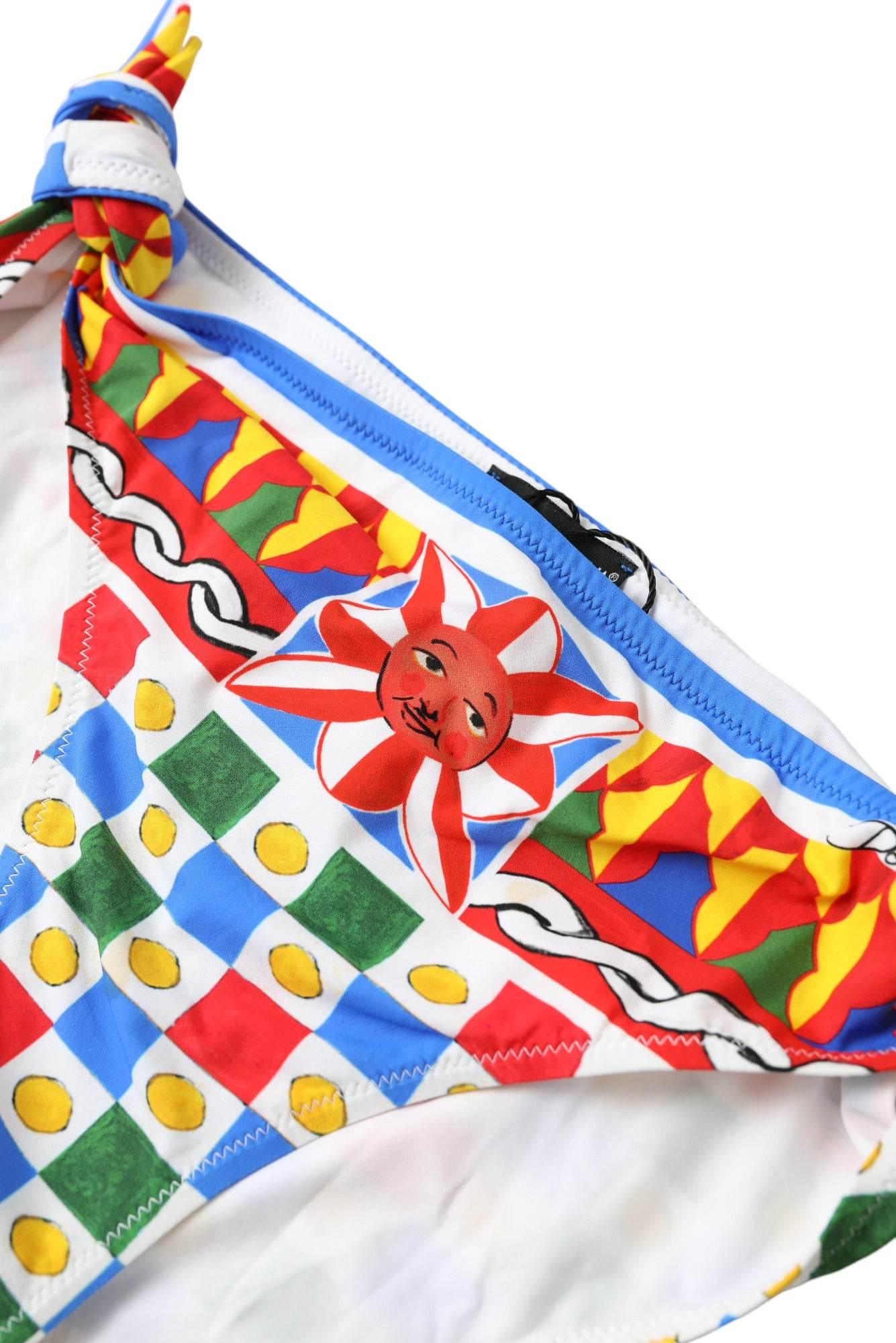 Dolce & Gabbana Multicolor Carretto Print Bikini Bottom - Hilstor