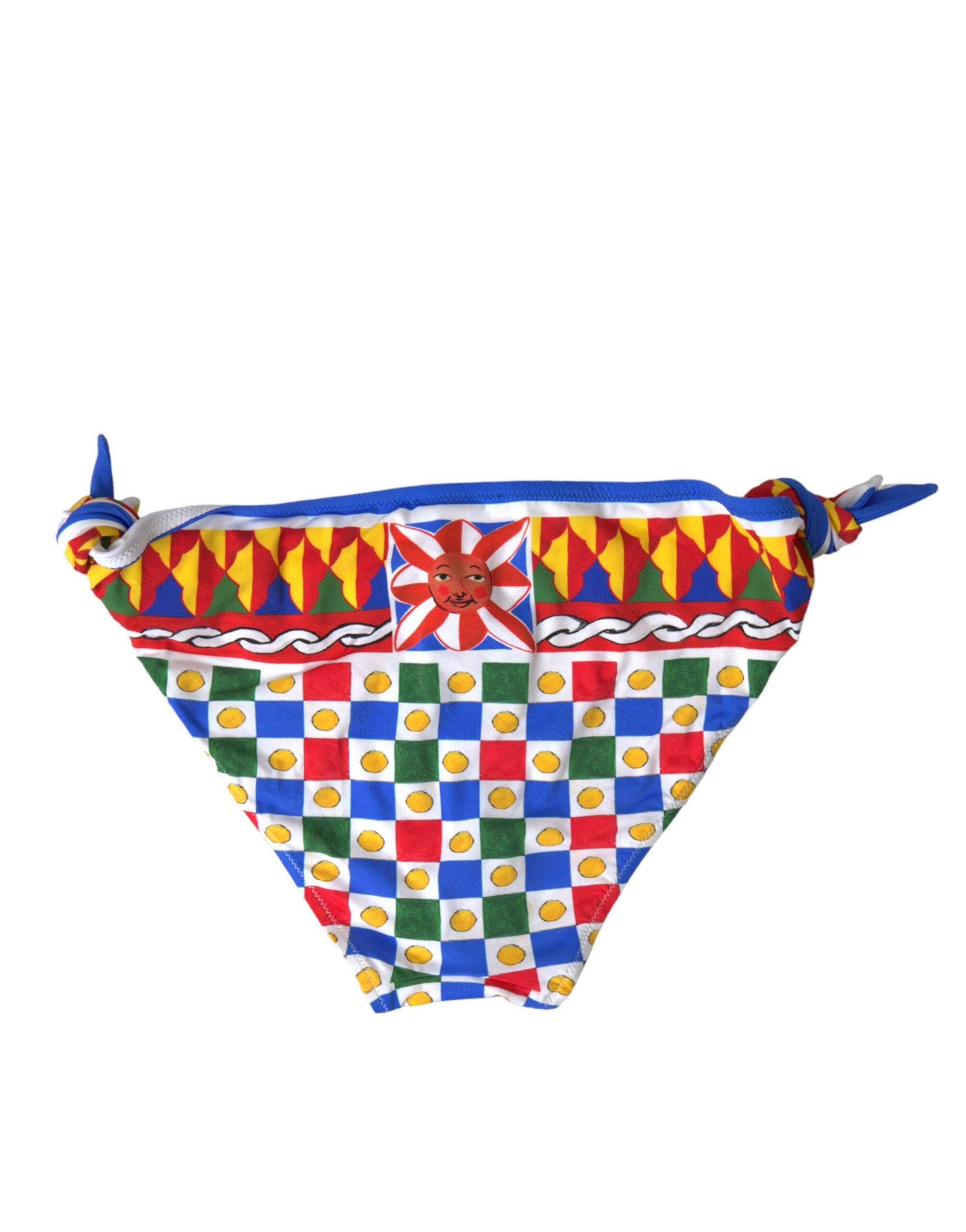 Dolce & Gabbana Multicolor Carretto Print Bikini Bottom - Hilstor
