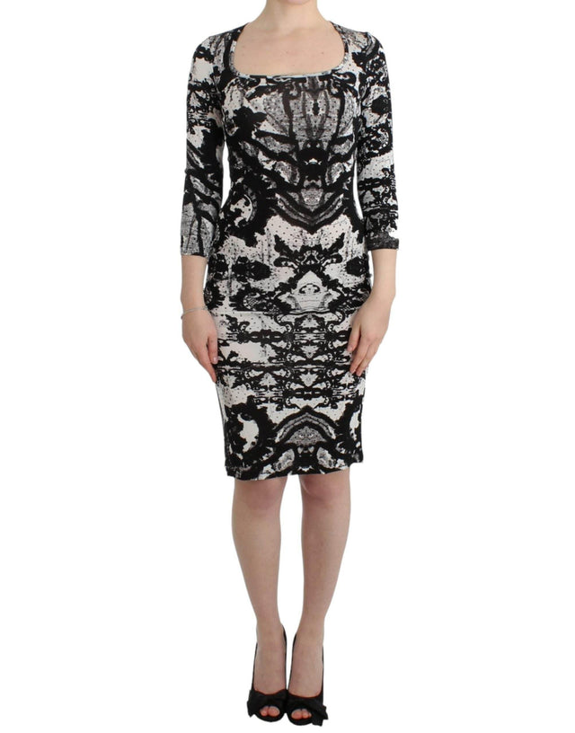 Cavalli Black Printed Sheath Dress - Hilstor