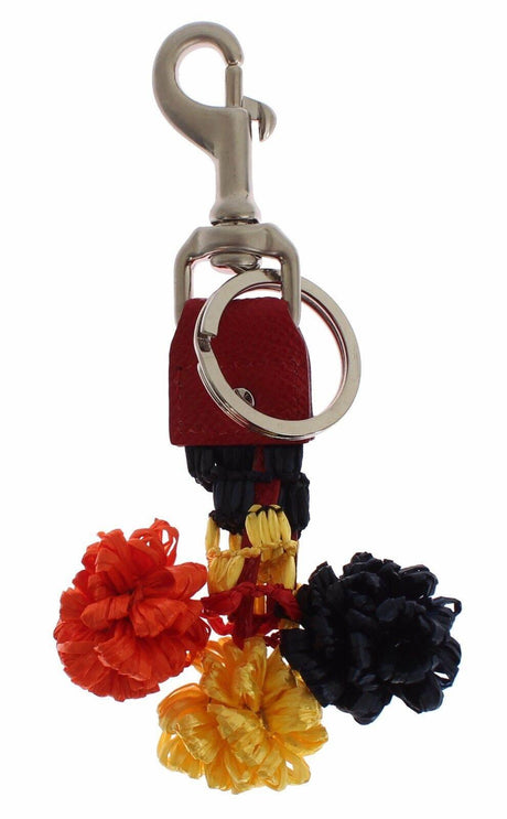 Dolce & Gabbana Multicolor Sicily Raffia Leather Keychain - Hilstor