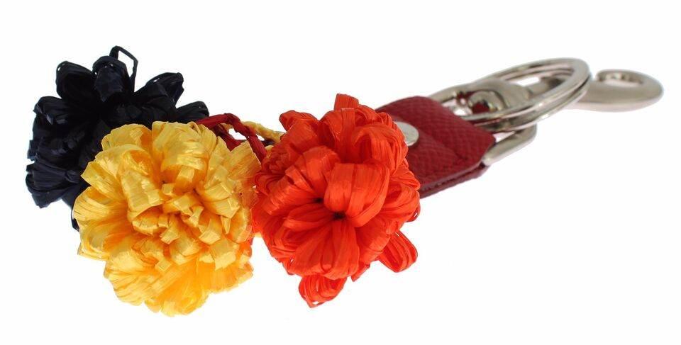 Dolce & Gabbana Multicolor Sicily Raffia Leather Keychain - Hilstor
