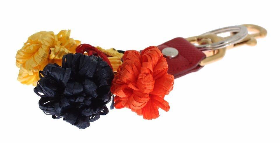 Dolce & Gabbana Chic Multicolor Raffia Leather Keychain - Hilstor
