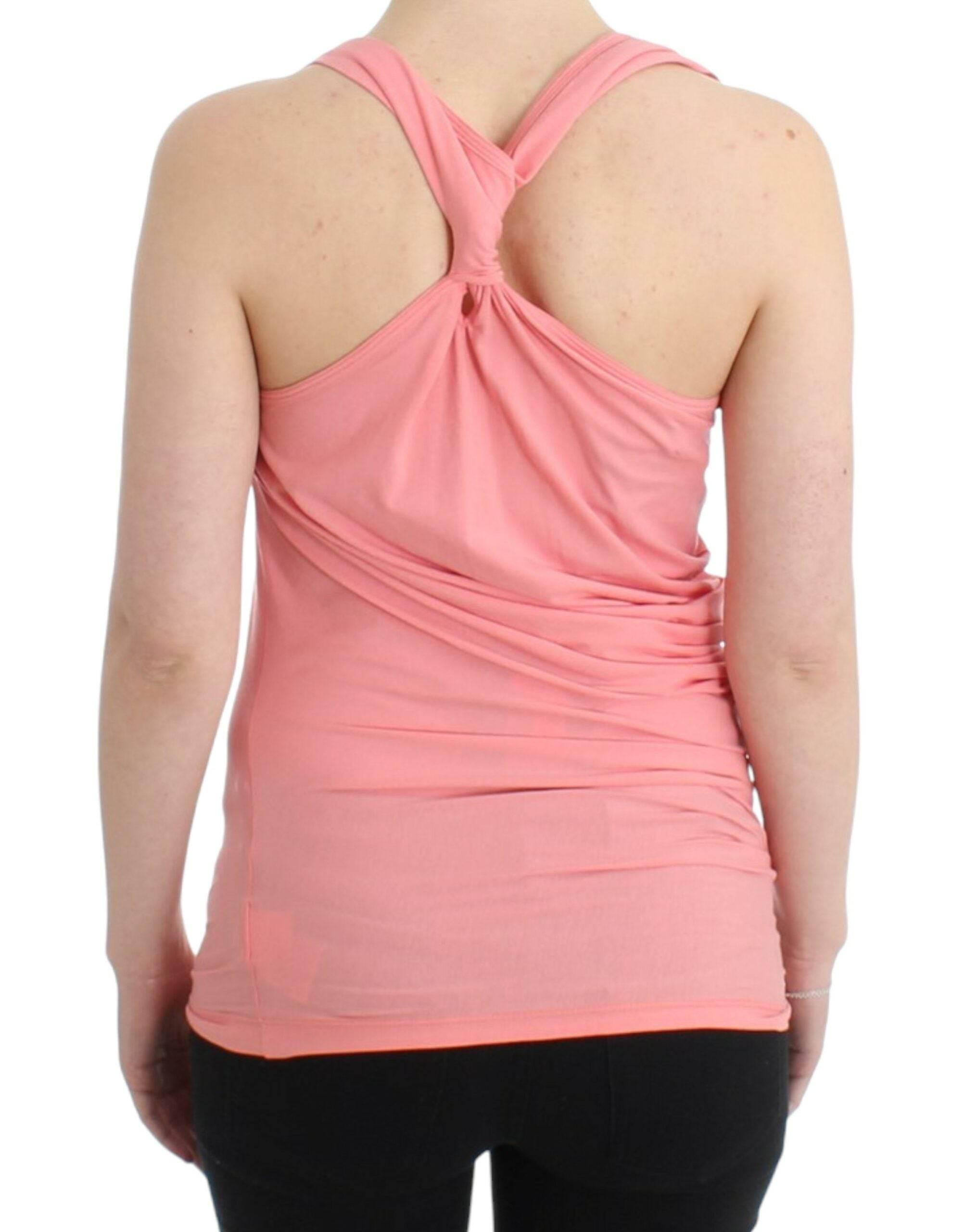 Cavalli Chic Pink Cotton Blend Tank Top - Hilstor