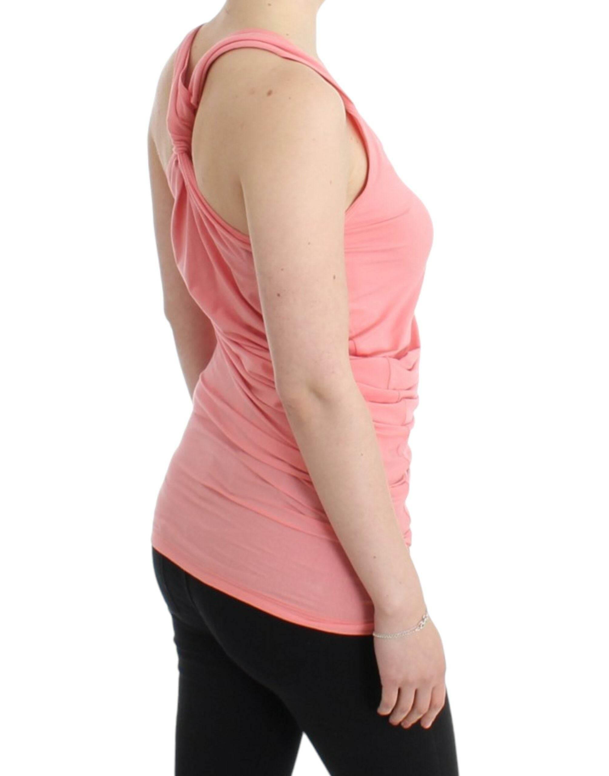 Cavalli Chic Pink Cotton Blend Tank Top - Hilstor