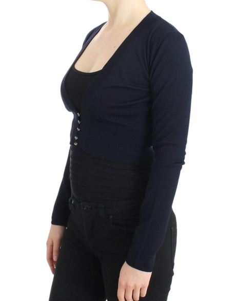 Cavalli Blue cropped wool cardigan - Hilstor