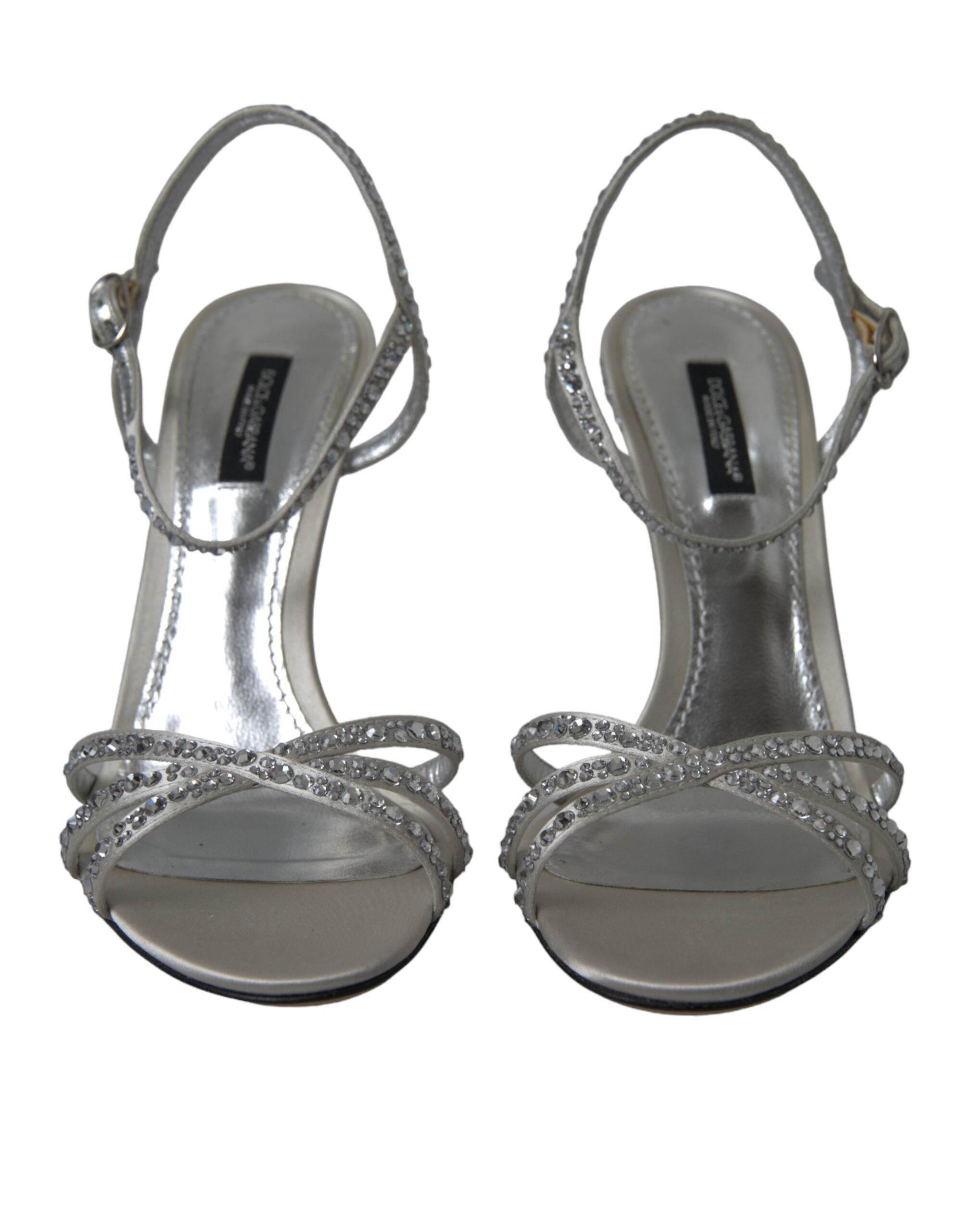 Dolce & Gabbana Elegant Crystal Embellished Heels Sandals - Hilstor