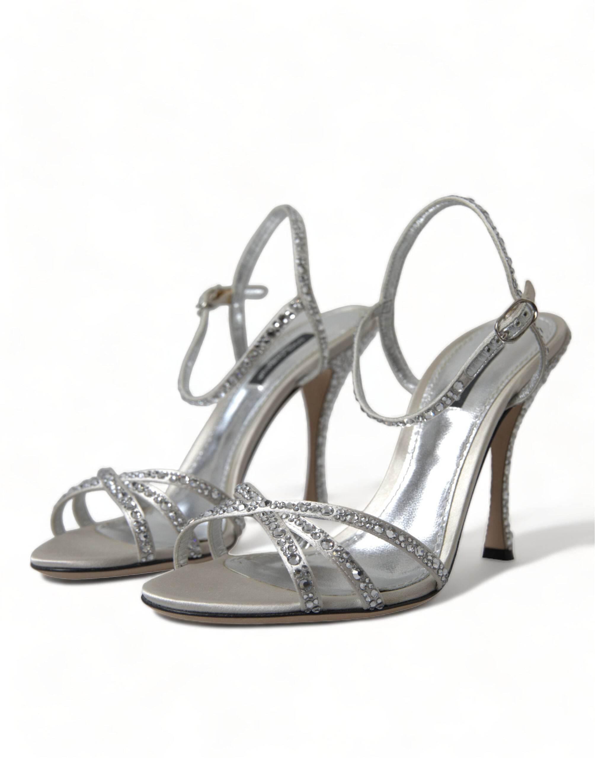Dolce & Gabbana Elegant Crystal Embellished Heels Sandals - Hilstor