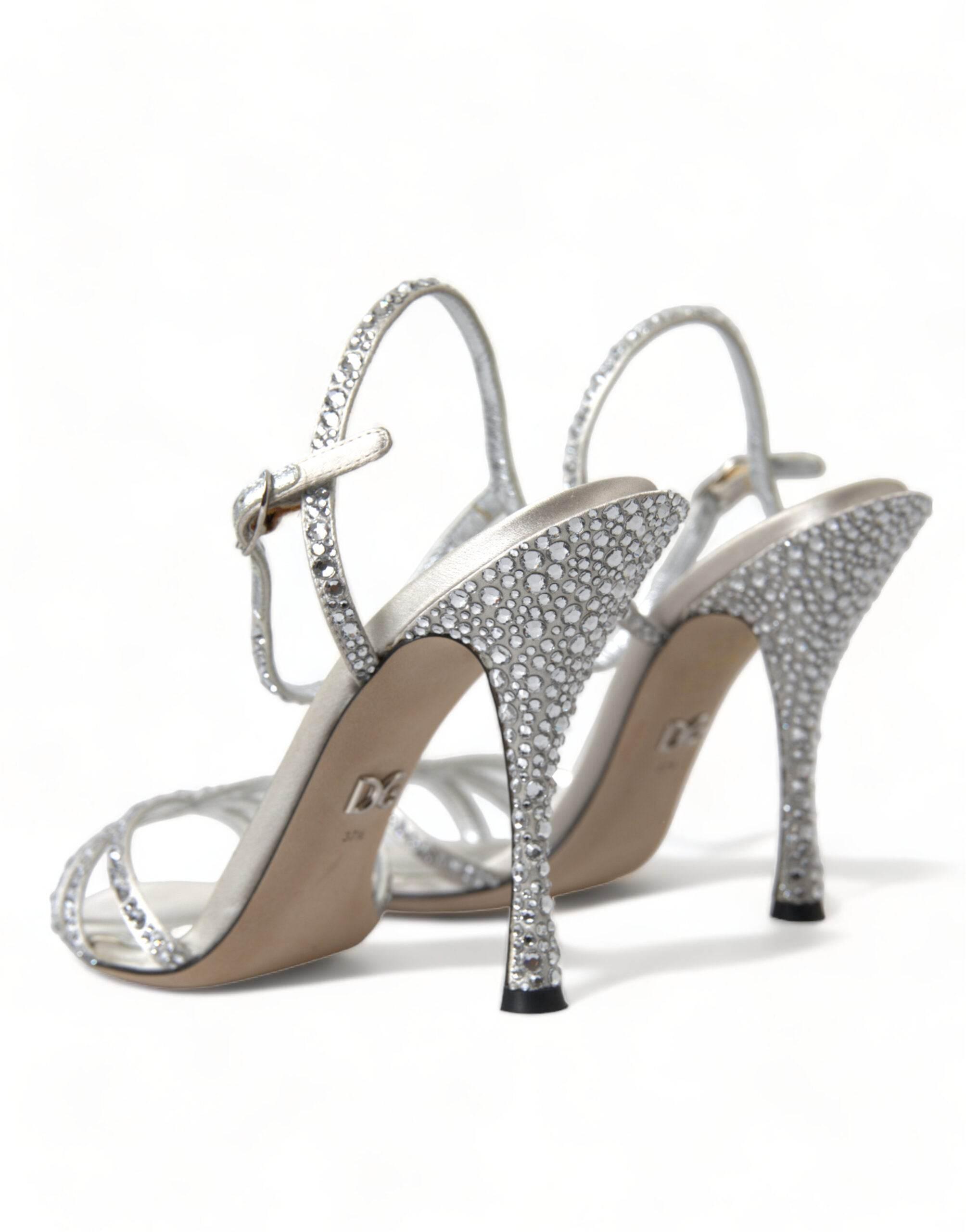 Dolce & Gabbana Elegant Crystal Embellished Heels Sandals - Hilstor