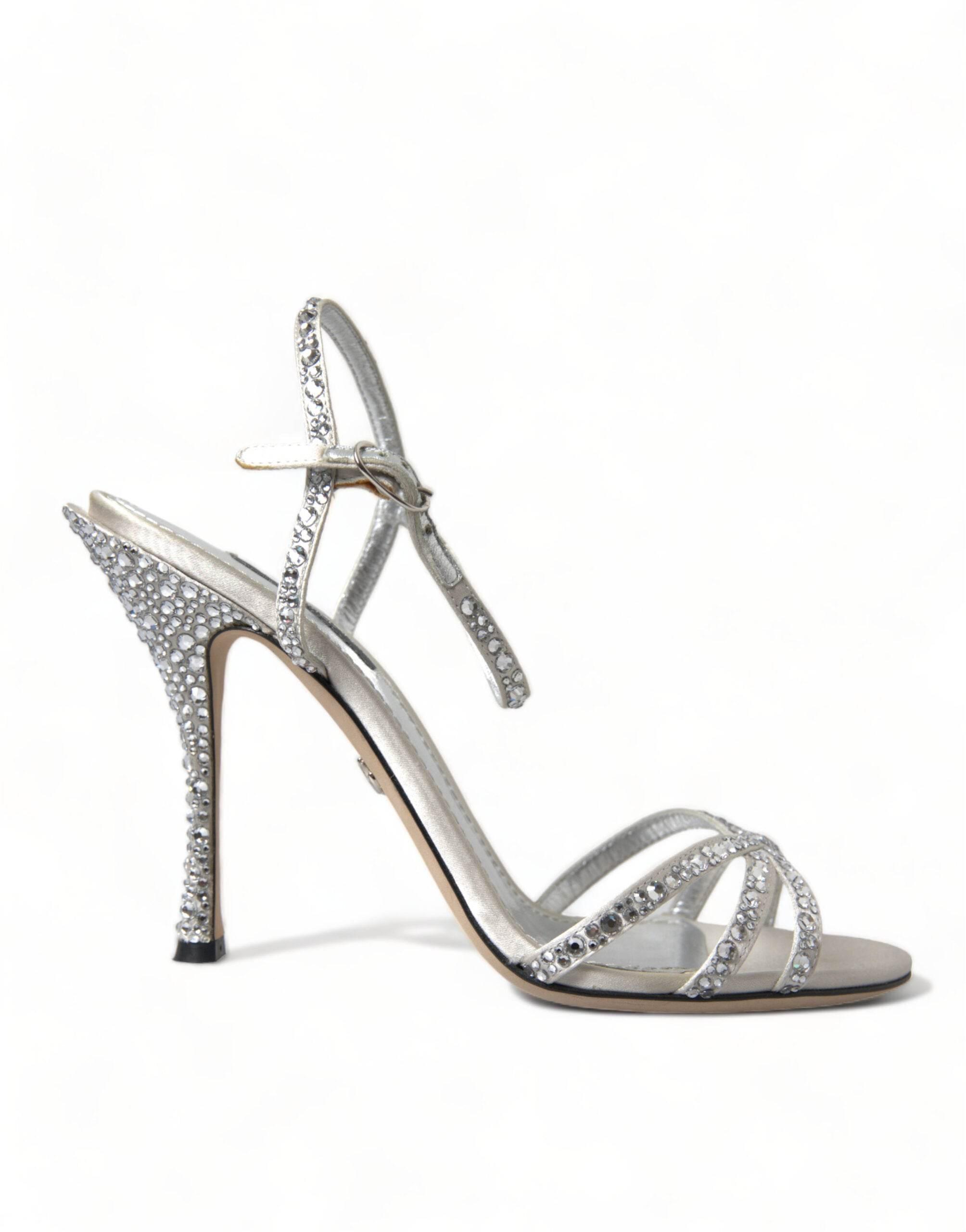 Dolce & Gabbana Elegant Crystal Embellished Heels Sandals - Hilstor