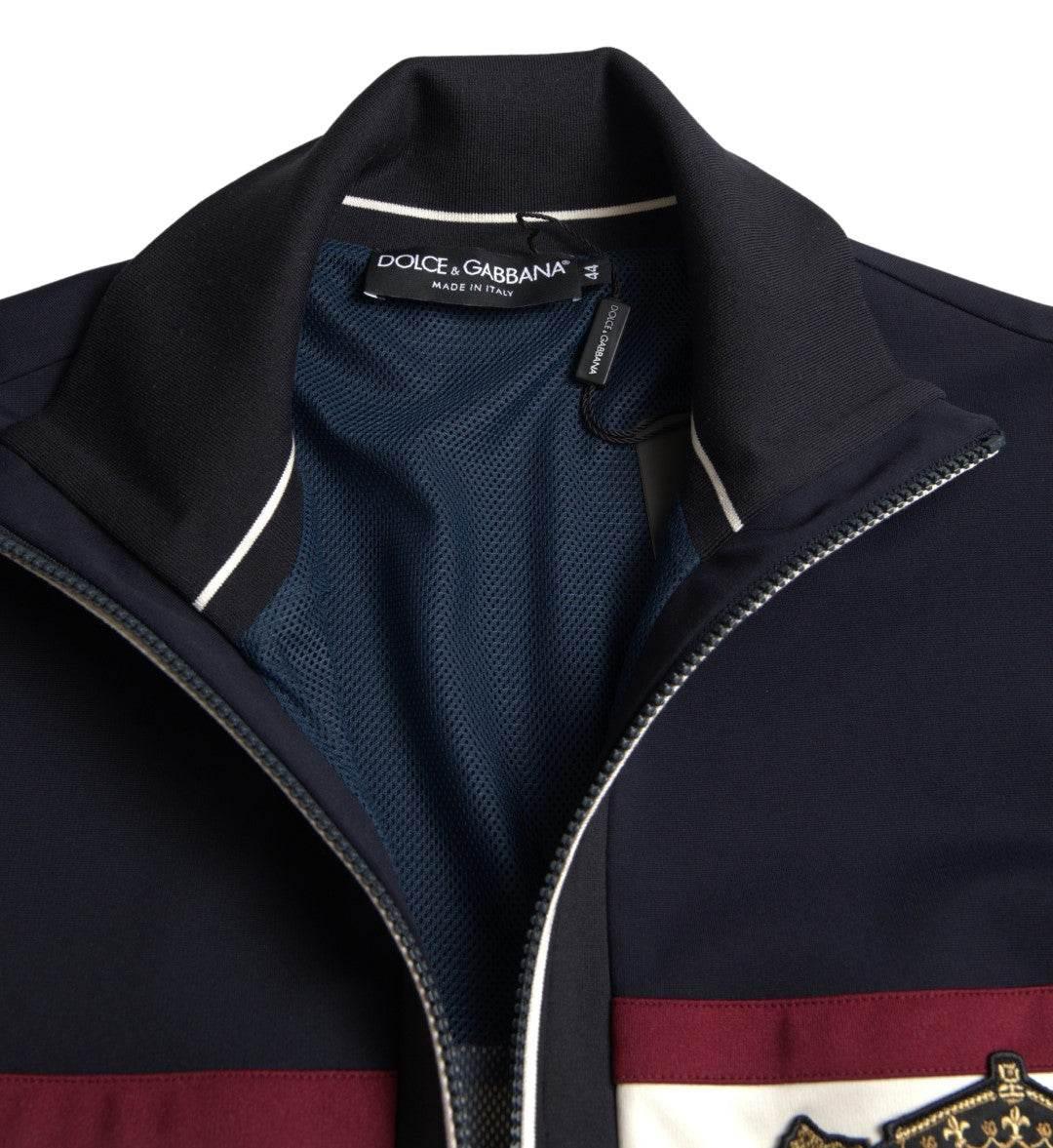 Dolce & Gabbana Elegant Blue Striped Zip Cardigan Sweater - Hilstor