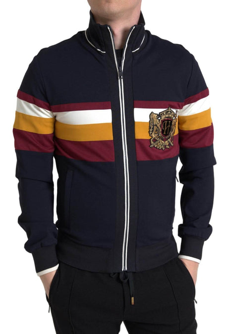 Dolce & Gabbana Blue Cardigan Heraldic Full Zip Sweater - Hilstor