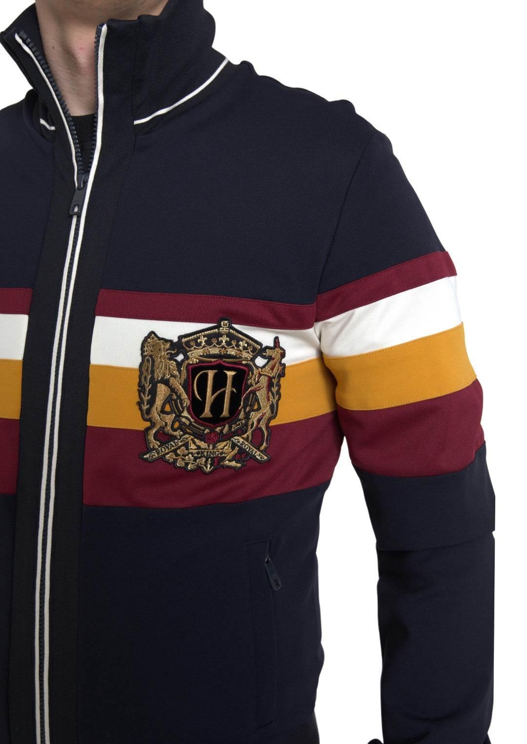 Dolce & Gabbana Elegant Blue Striped Zip Cardigan Sweater - Hilstor