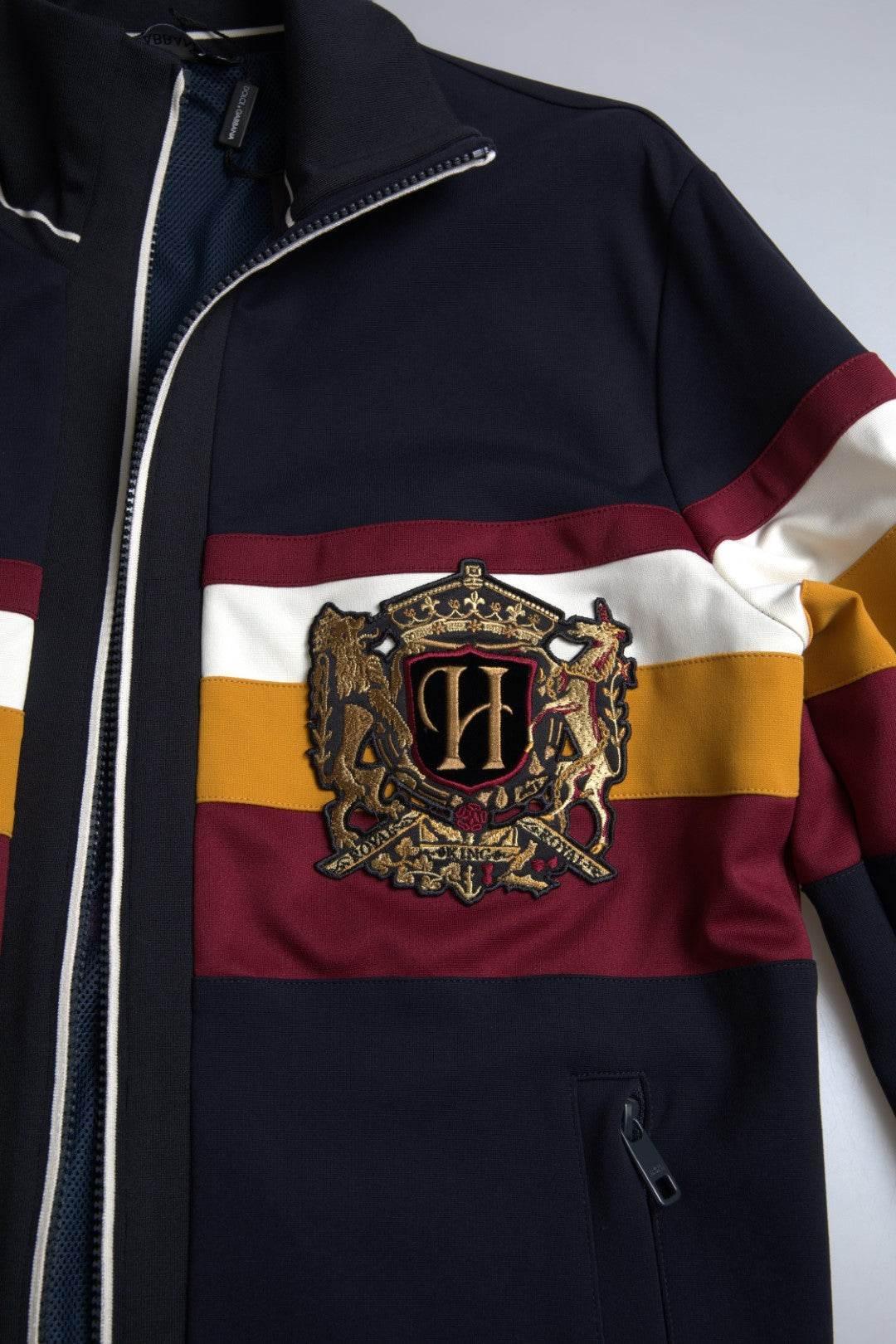 Dolce & Gabbana Elegant Blue Striped Zip Cardigan Sweater - Hilstor