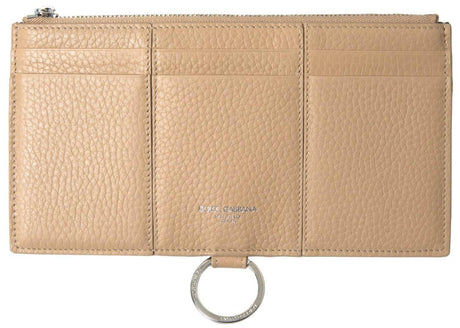 Dolce & Gabbana Elegant Beige Leather Wallet with Detachable Strap - Hilstor