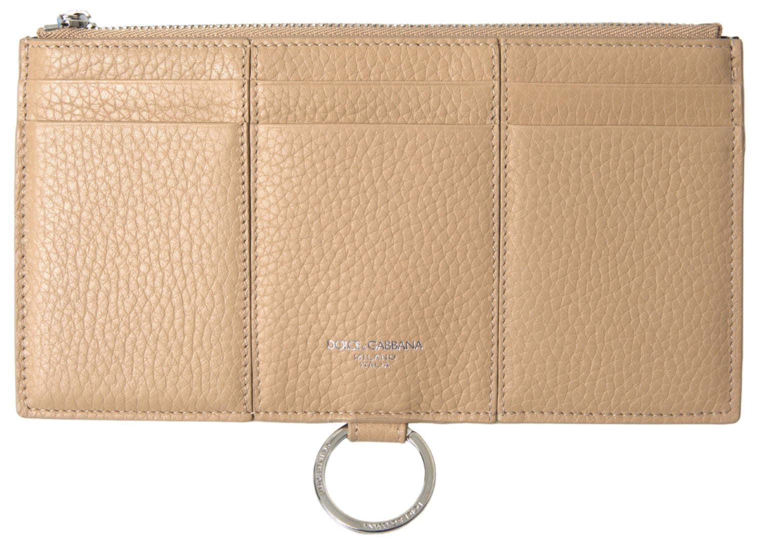 Dolce &amp; Gabbana Beige Læder Skulderkortholder Pung med Skulderrem