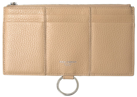 Dolce &amp; Gabbana Beige Læder Skulderkortholder Pung med Skulderrem