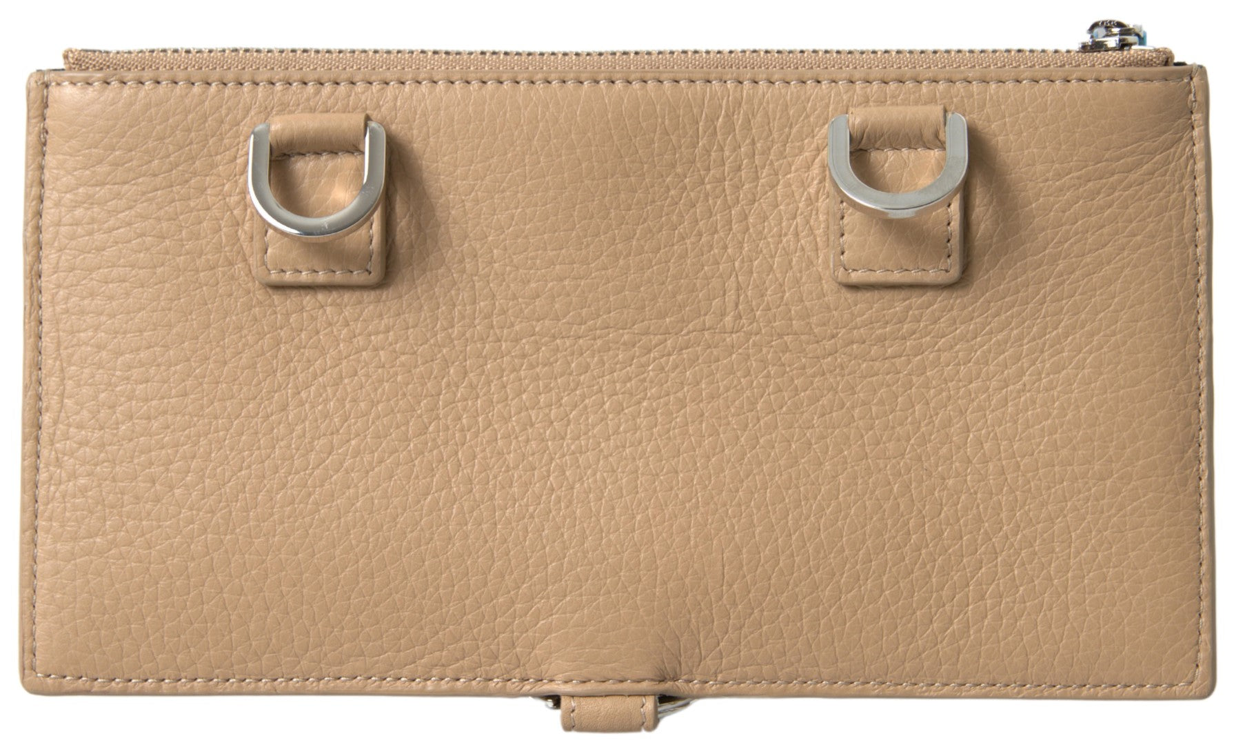 Dolce &amp; Gabbana Beige Læder Skulderkortholder Pung med Skulderrem