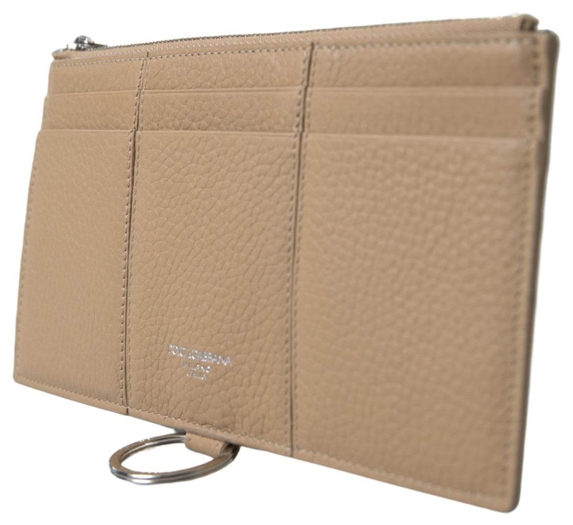 Dolce & Gabbana Elegant Beige Leather Wallet with Detachable Strap - Hilstor