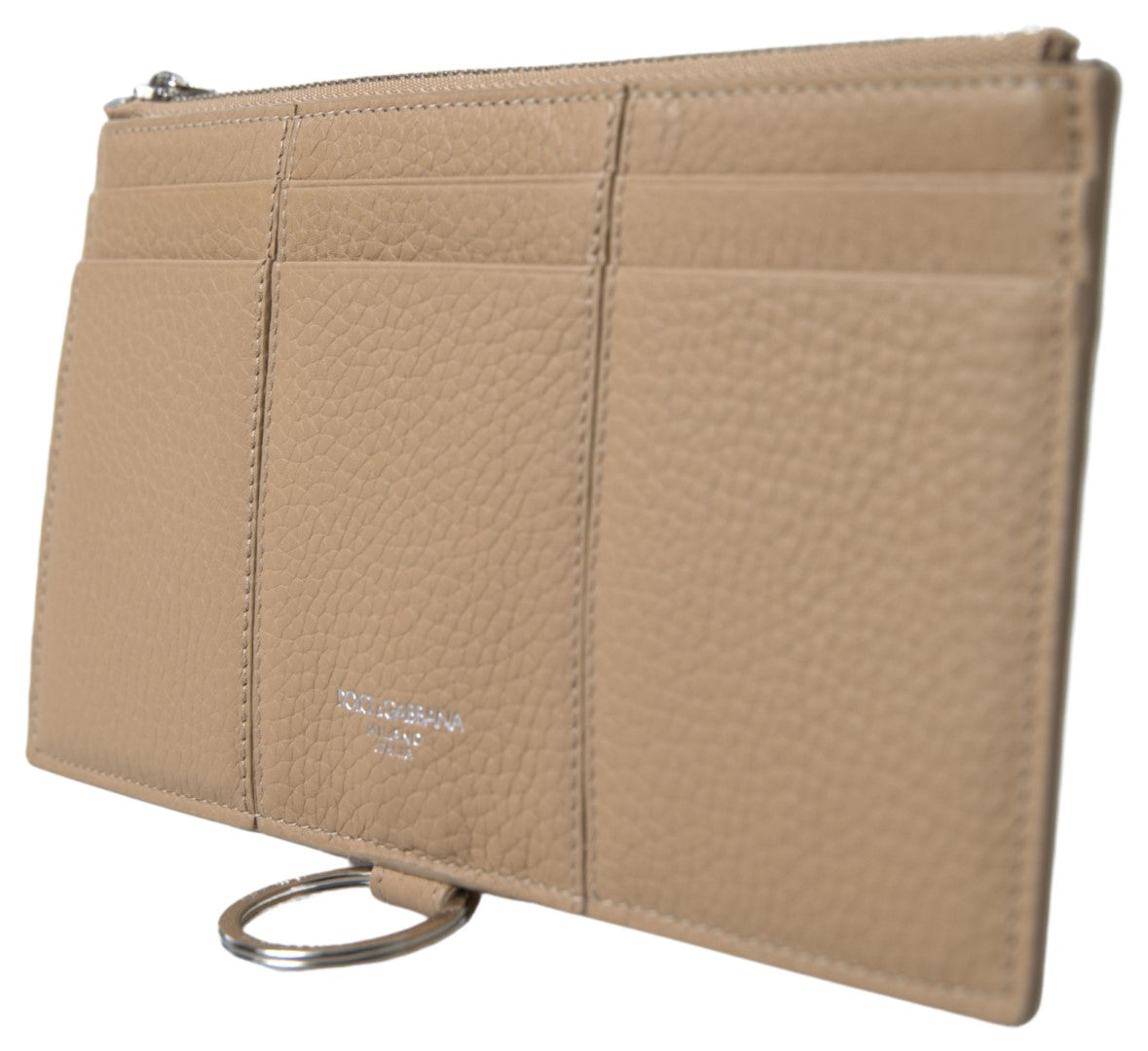 Dolce &amp; Gabbana Beige Læder Skulderkortholder Pung med Skulderrem