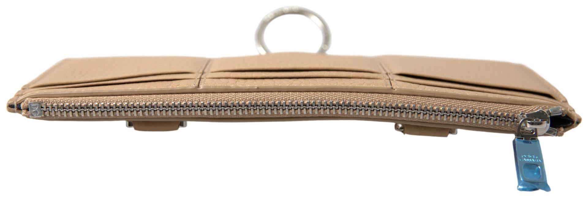 Dolce & Gabbana Elegant Beige Leather Wallet with Detachable Strap - Hilstor