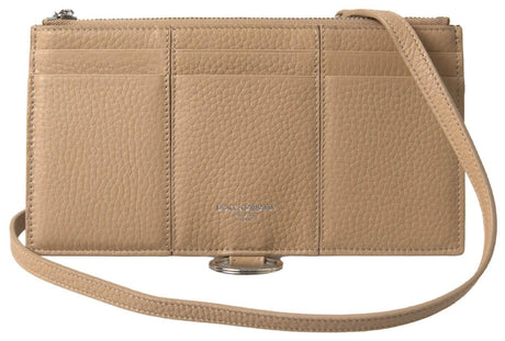 Dolce & Gabbana Elegant Beige Leather Wallet with Detachable Strap - Hilstor