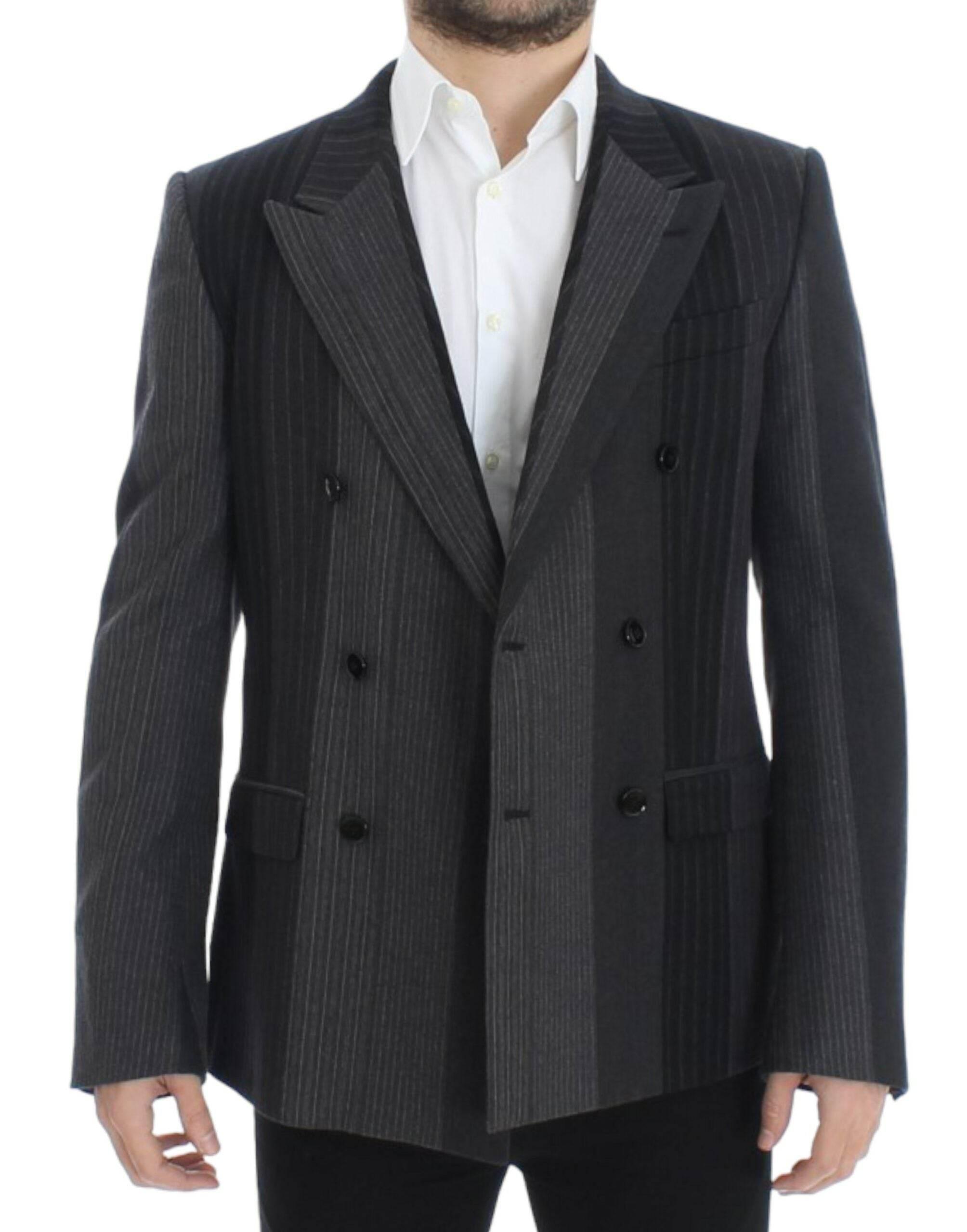 Dolce & Gabbana Gray striped wool stretch blazer - Hilstor