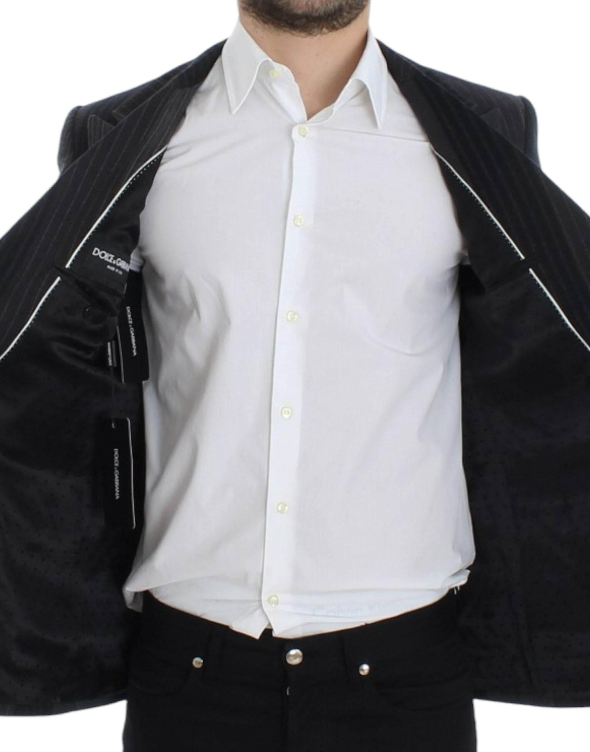 Dolce & Gabbana Gray striped wool stretch blazer - Hilstor