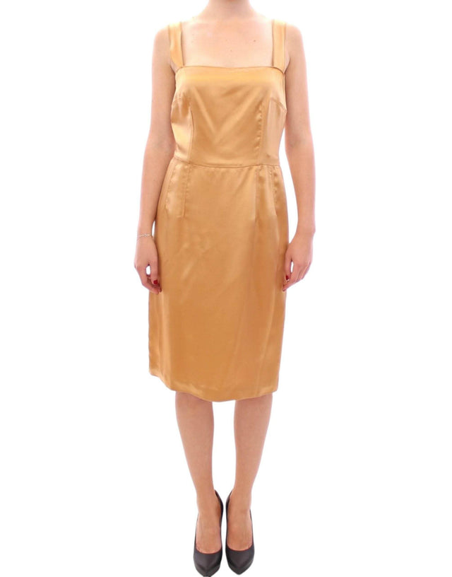 Dolce & Gabbana Bronze silk sheath dress - Hilstor