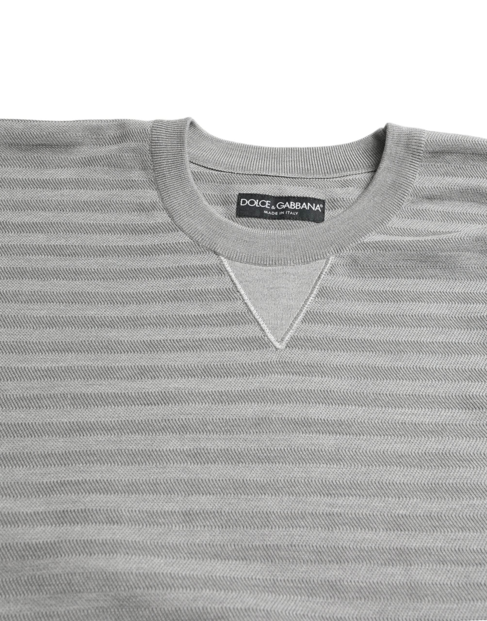 Dolce & Gabbana Gray Crewneck Pullover Silk Top Sweater - Hilstor