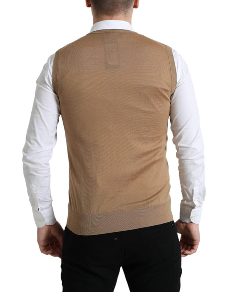 Dolce & Gabbana Brown Wool Sleeveless Pullover Sweater - Hilstor