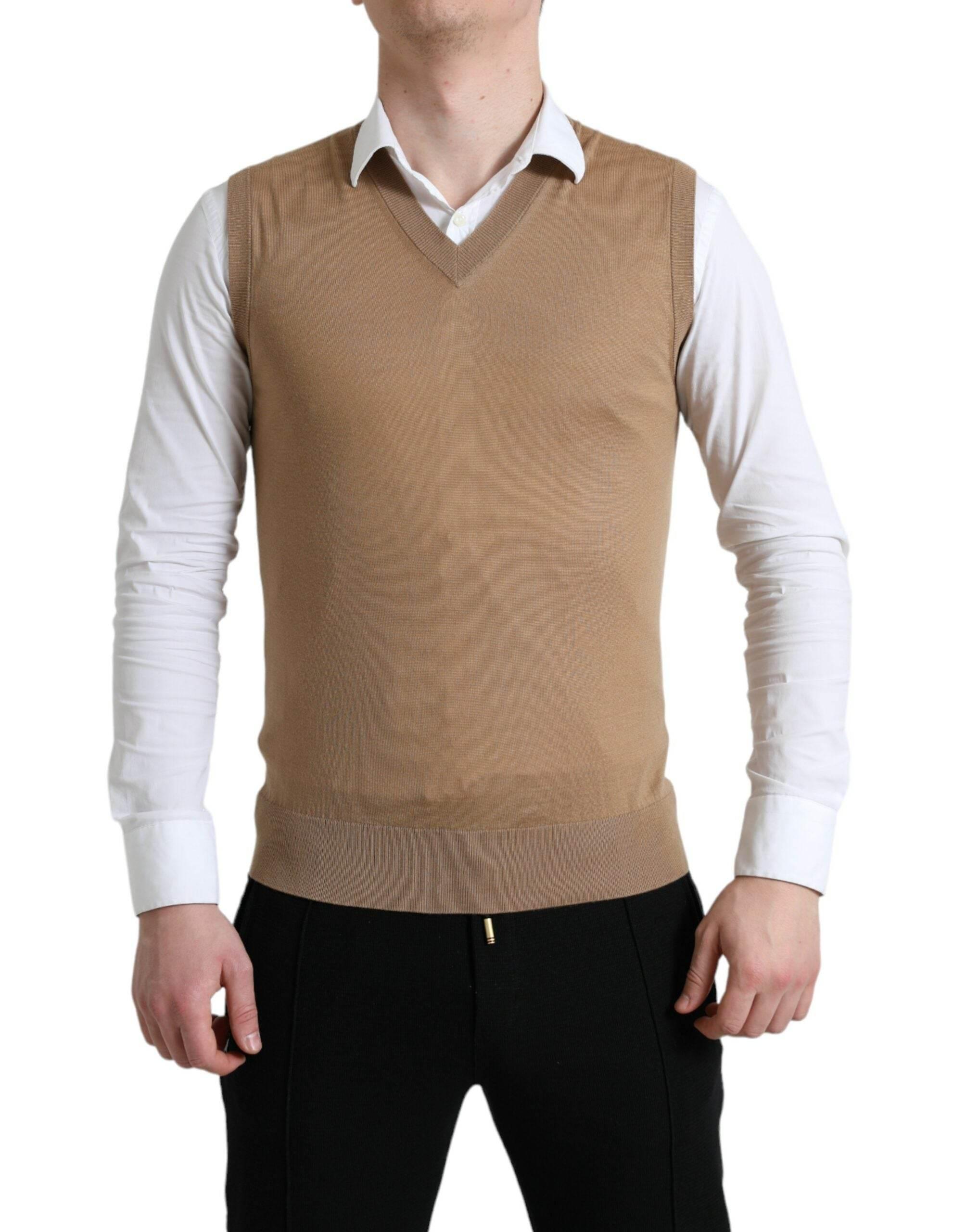 Dolce & Gabbana Brown Wool Sleeveless Pullover Sweater - Hilstor