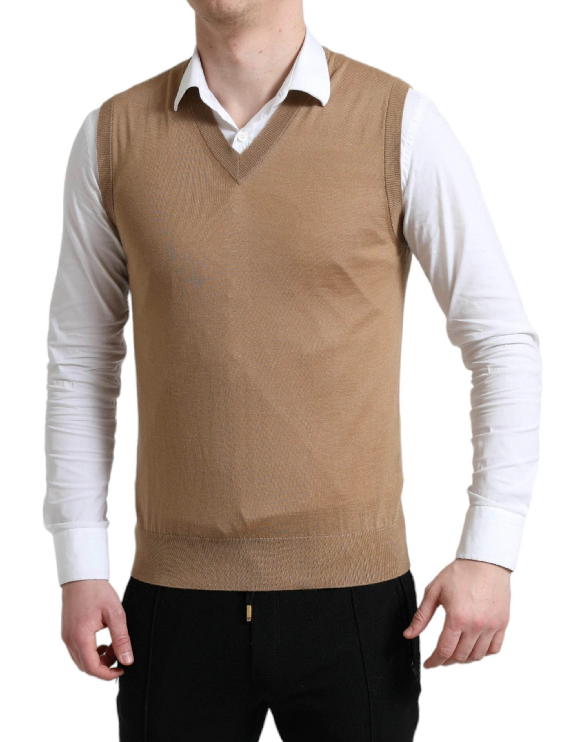 Dolce & Gabbana Brown Wool Sleeveless Pullover Sweater - Hilstor