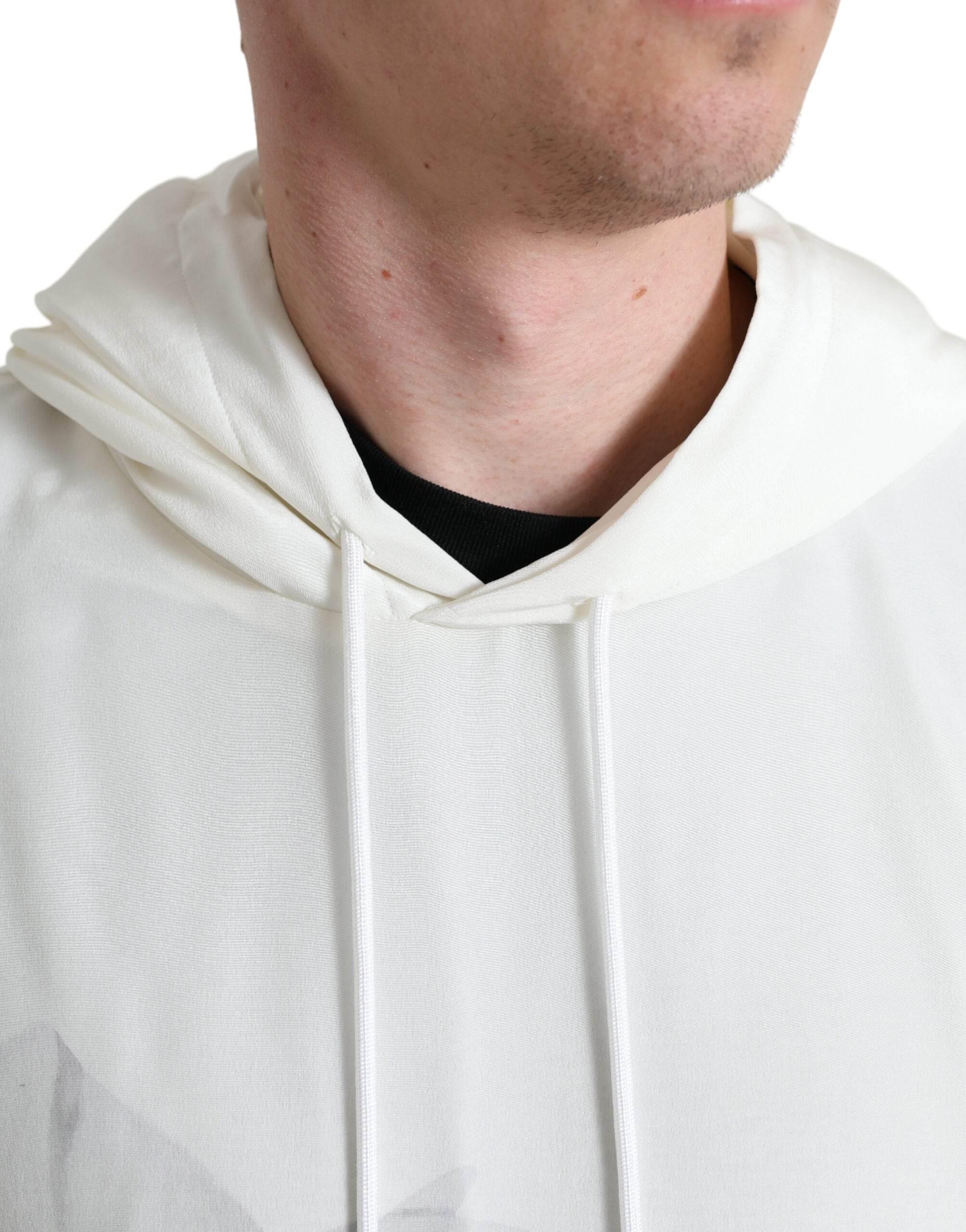 Dolce & Gabbana White Floral Print Hooded Pullover Sweater - Hilstor