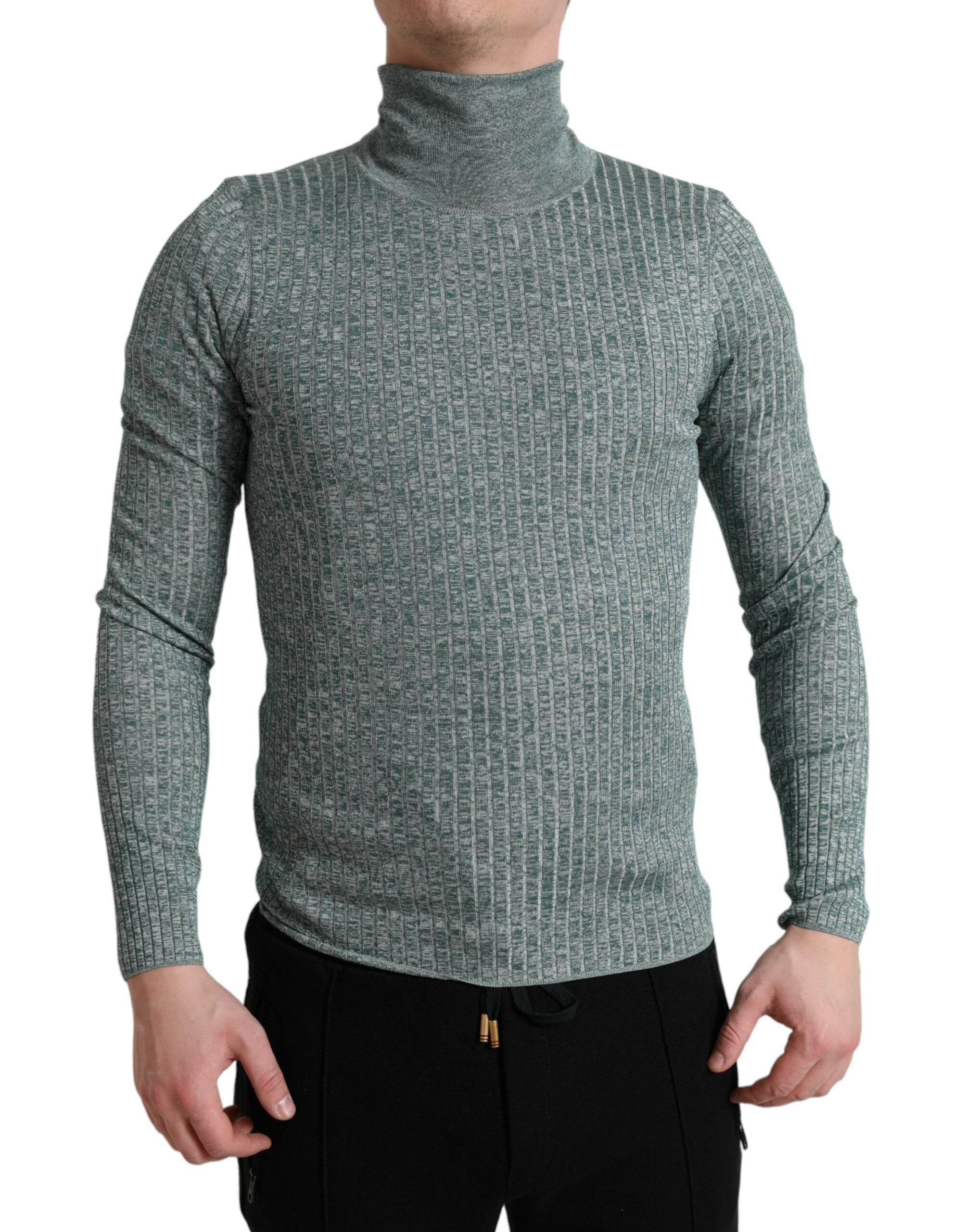 Dolce & Gabbana Green Polyester Turtleneck Pullover Sweater - Hilstor