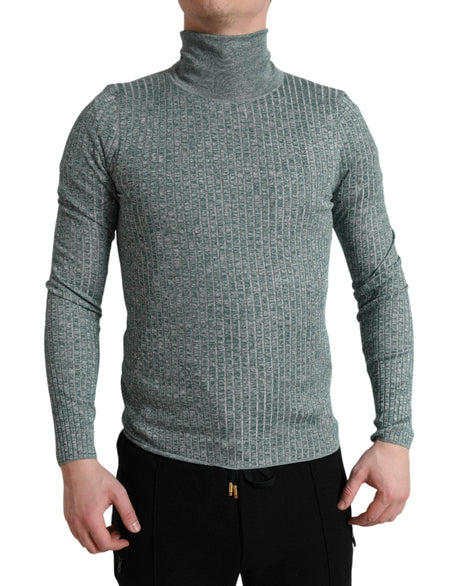 Dolce & Gabbana Green Polyester Turtleneck Pullover Sweater - Hilstor