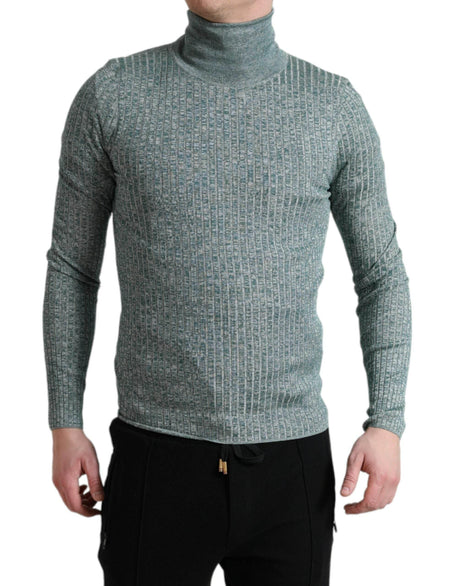 Dolce & Gabbana Green Polyester Turtleneck Pullover Sweater - Hilstor