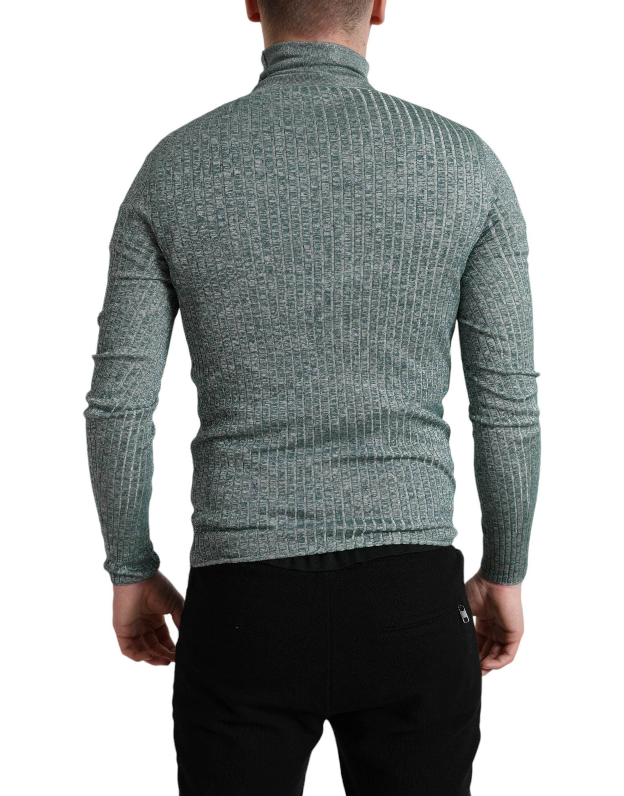 Dolce & Gabbana Green Polyester Turtleneck Pullover Sweater - Hilstor