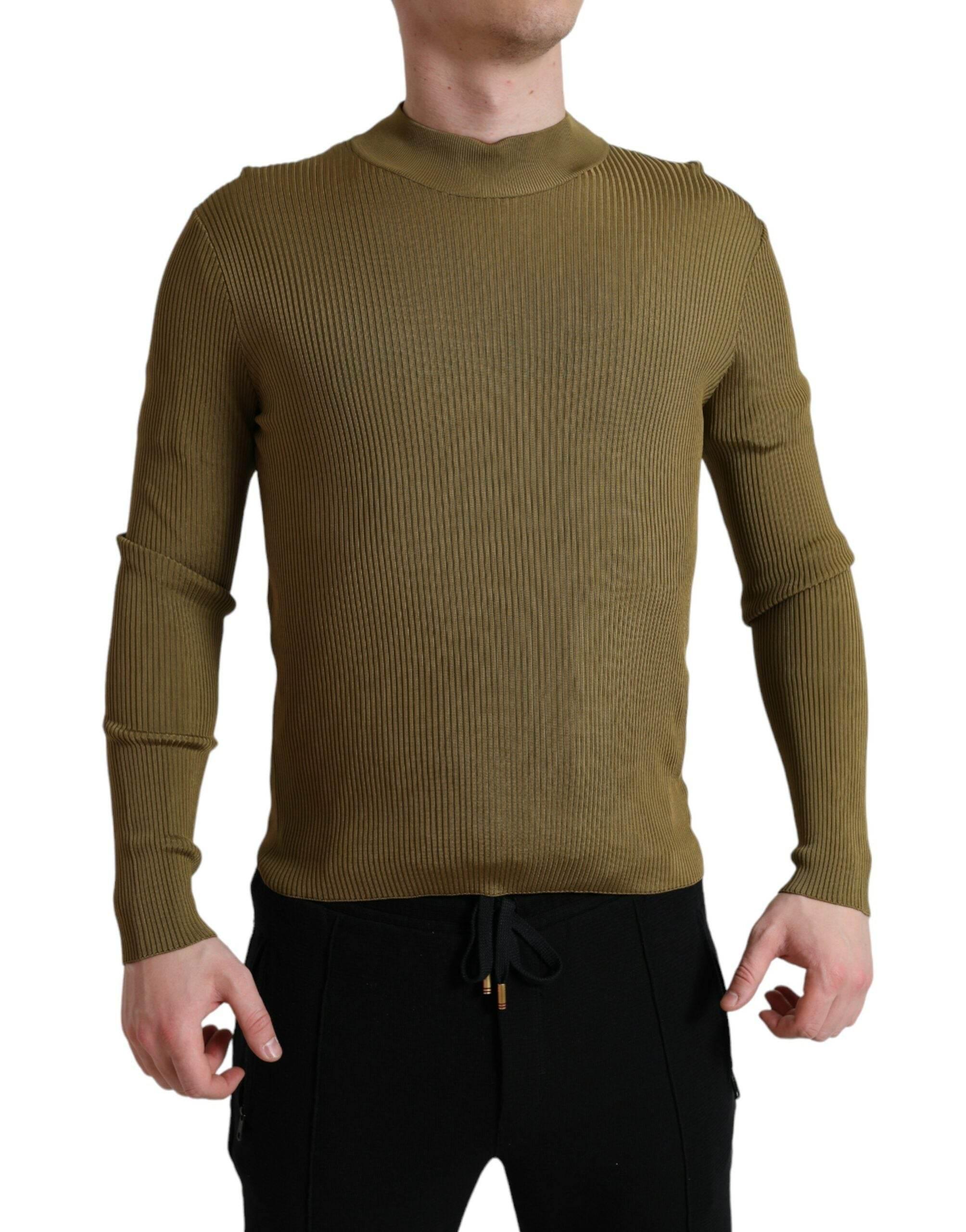 Dolce & Gabbana Army Green Viscose Crewneck Pullover Sweater - Hilstor