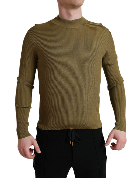Dolce & Gabbana Army Green Viscose Crewneck Pullover Sweater - Hilstor