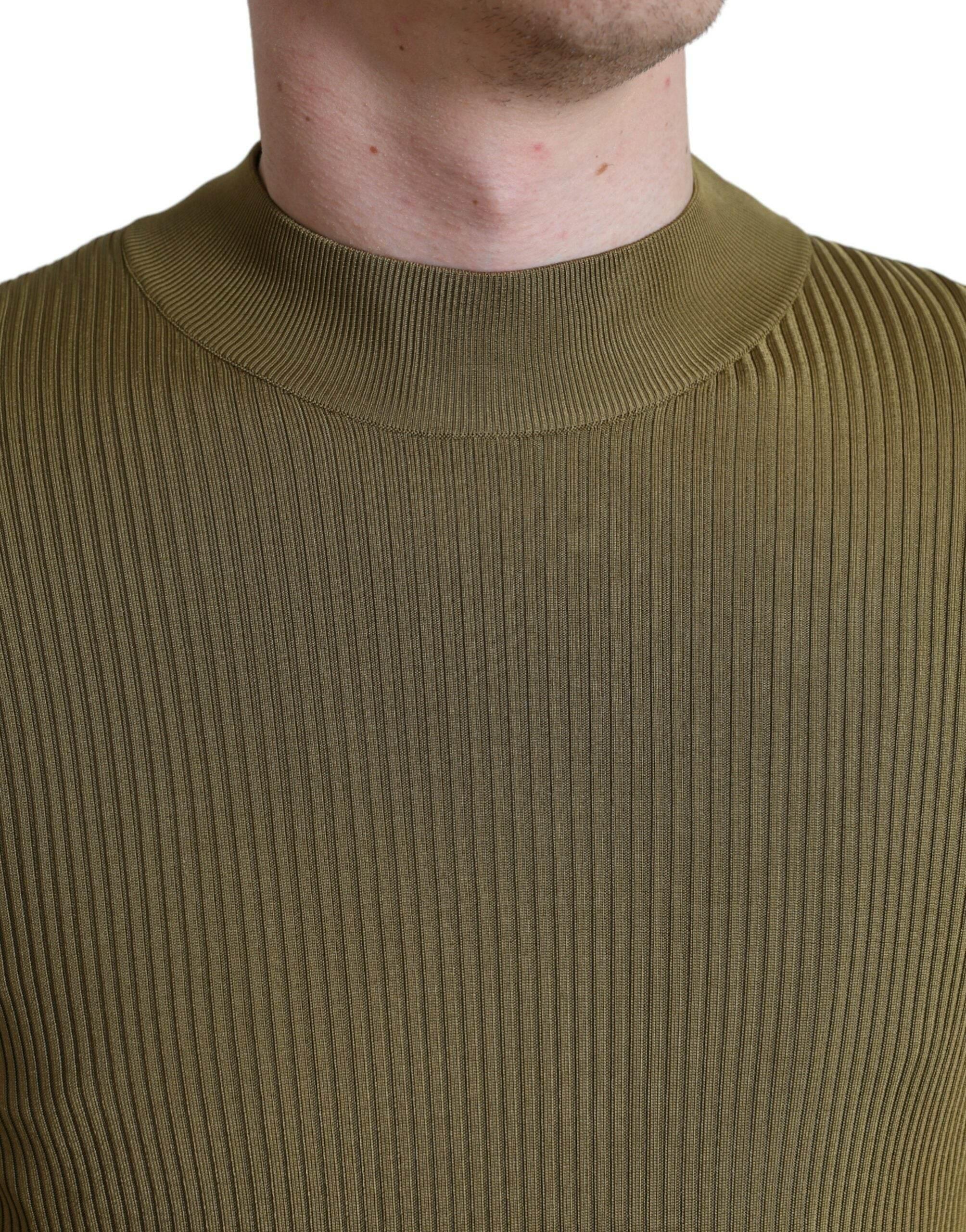 Dolce & Gabbana Army Green Viscose Crewneck Pullover Sweater - Hilstor